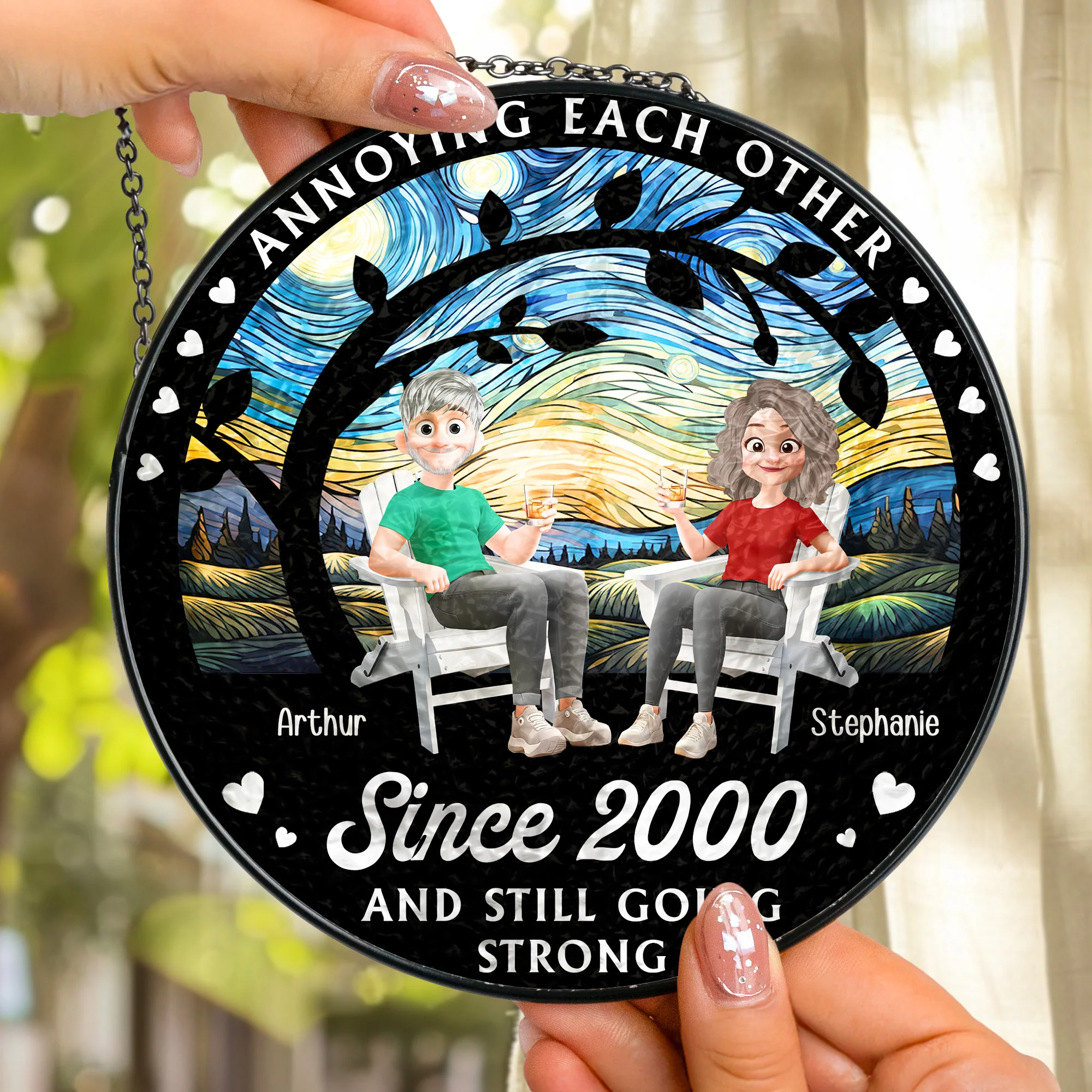 Annoying Each Other Since - Personalized Stained Glass Window Hanging Suncatcher - Image 2