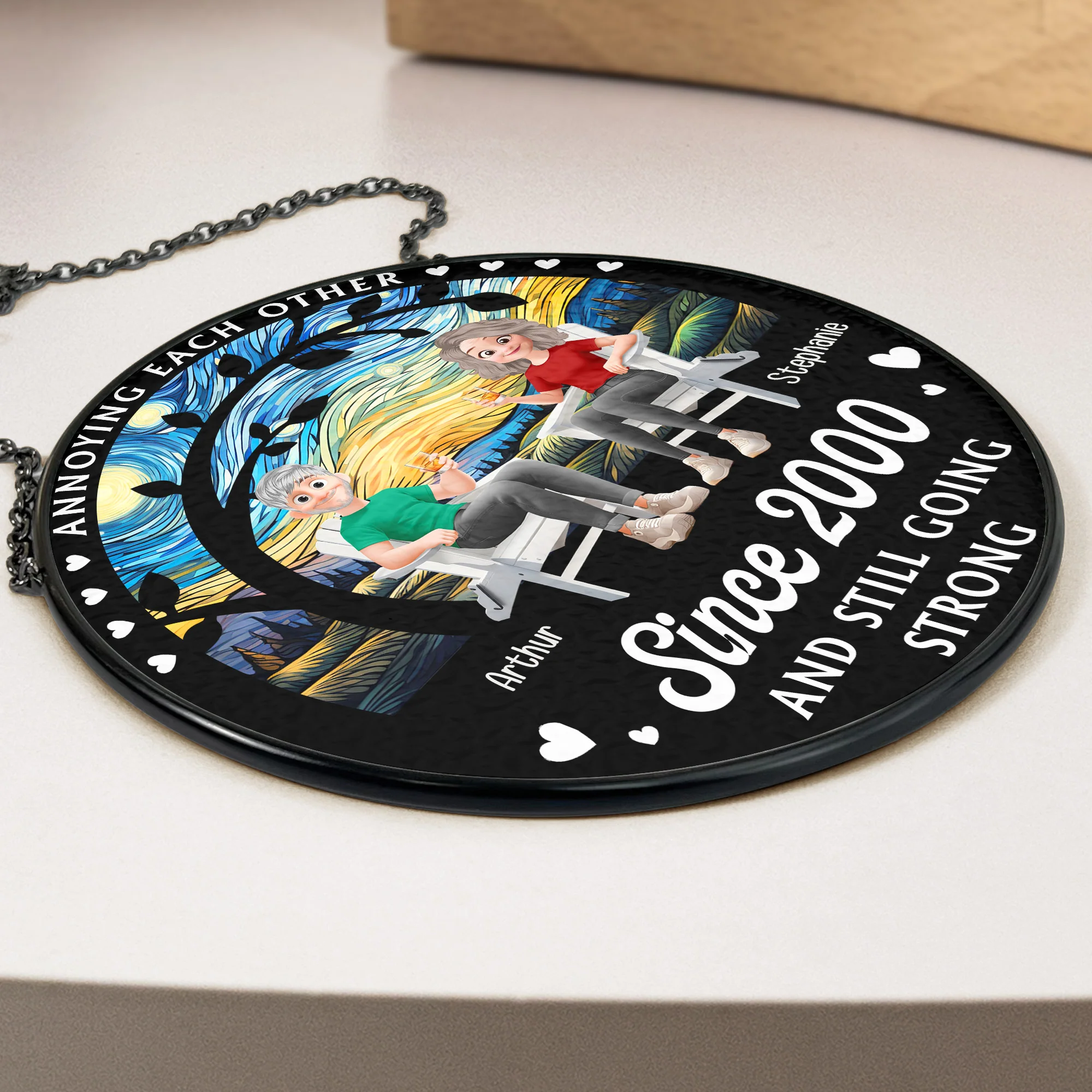 Annoying Each Other Since - Personalized Stained Glass Window Hanging Suncatcher - Image 3