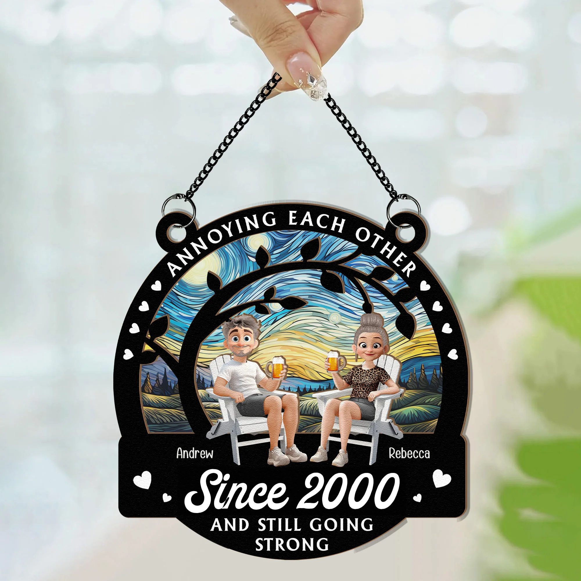 Annoying Each Other Since - Personalized Window Hanging Suncatcher Ornament - Image 5