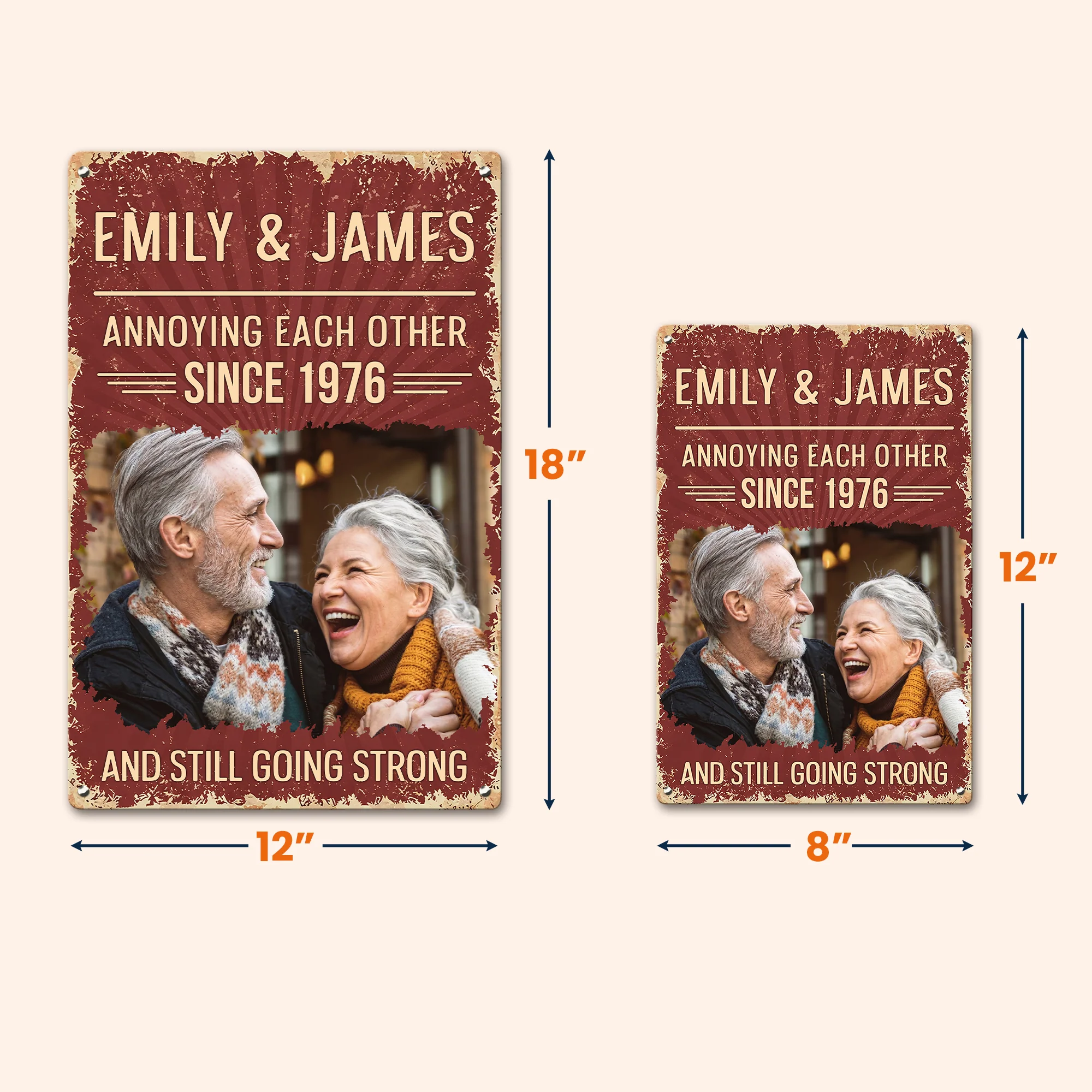 Annoying Each Other Since & Still Going Strong Custom Photo Retro Sign - Personalized Metal Sign - Image 5