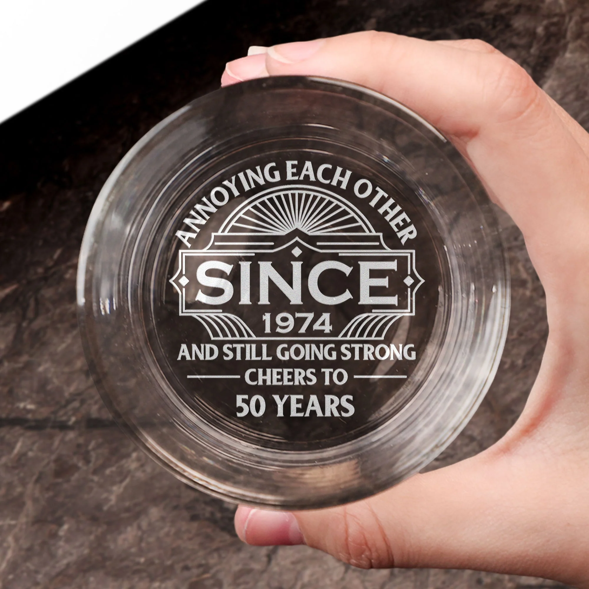 Annoying Each Other Since & Still Going Strong - Personalized Engraved Whiskey Glass - Image 4