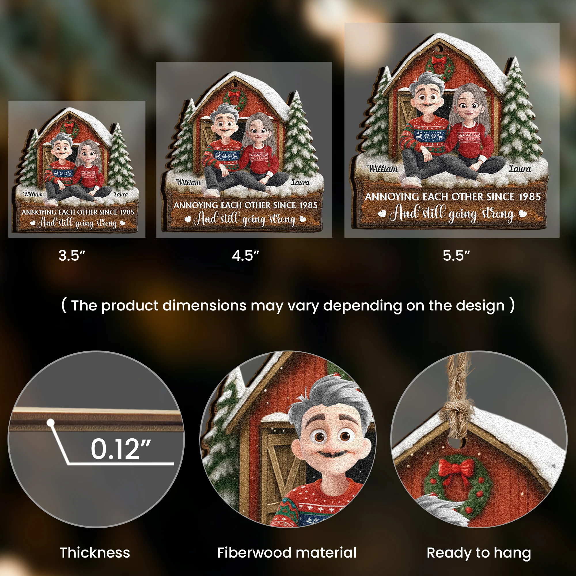 Annoying Each Other Since & Still Going Strong - Personalized Wooden Ornament - Image 3