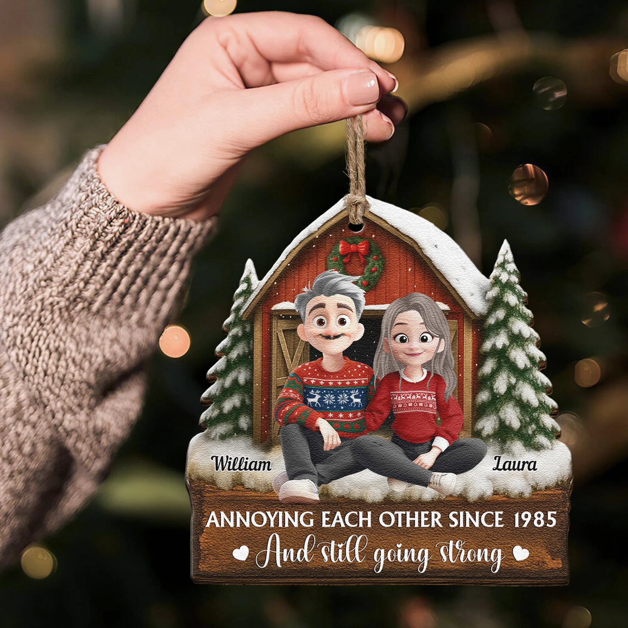 Annoying Each Other Since & Still Going Strong - Personalized Wooden Ornament - Image 4