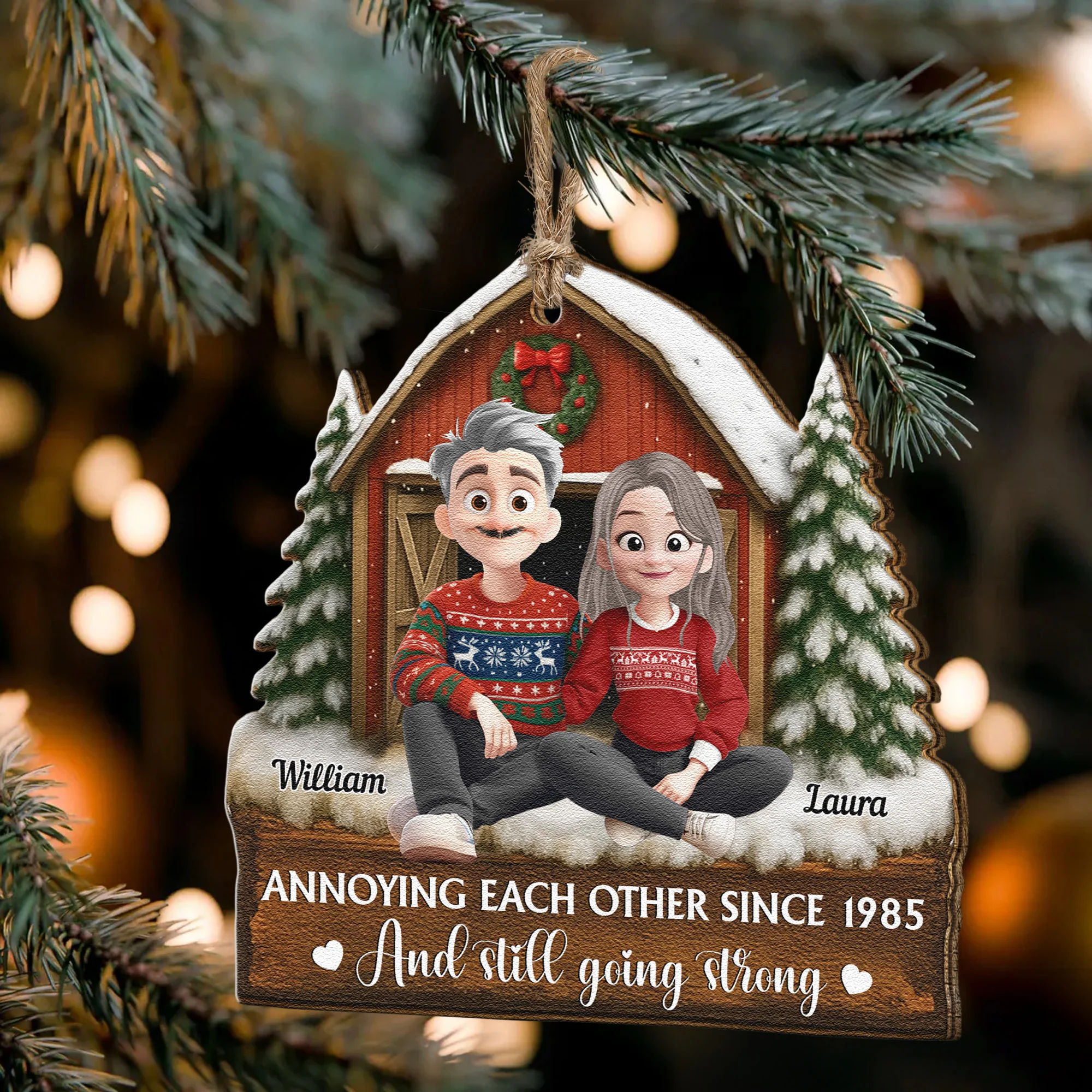 Annoying Each Other Since & Still Going Strong - Personalized Wooden Ornament - Image 5