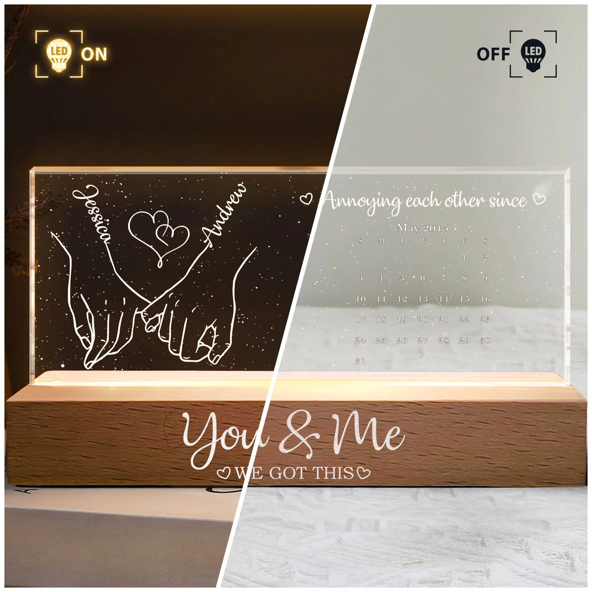 Annoying Each Other Since You & Me We Got This - Personalized LED Night Light - Image 3
