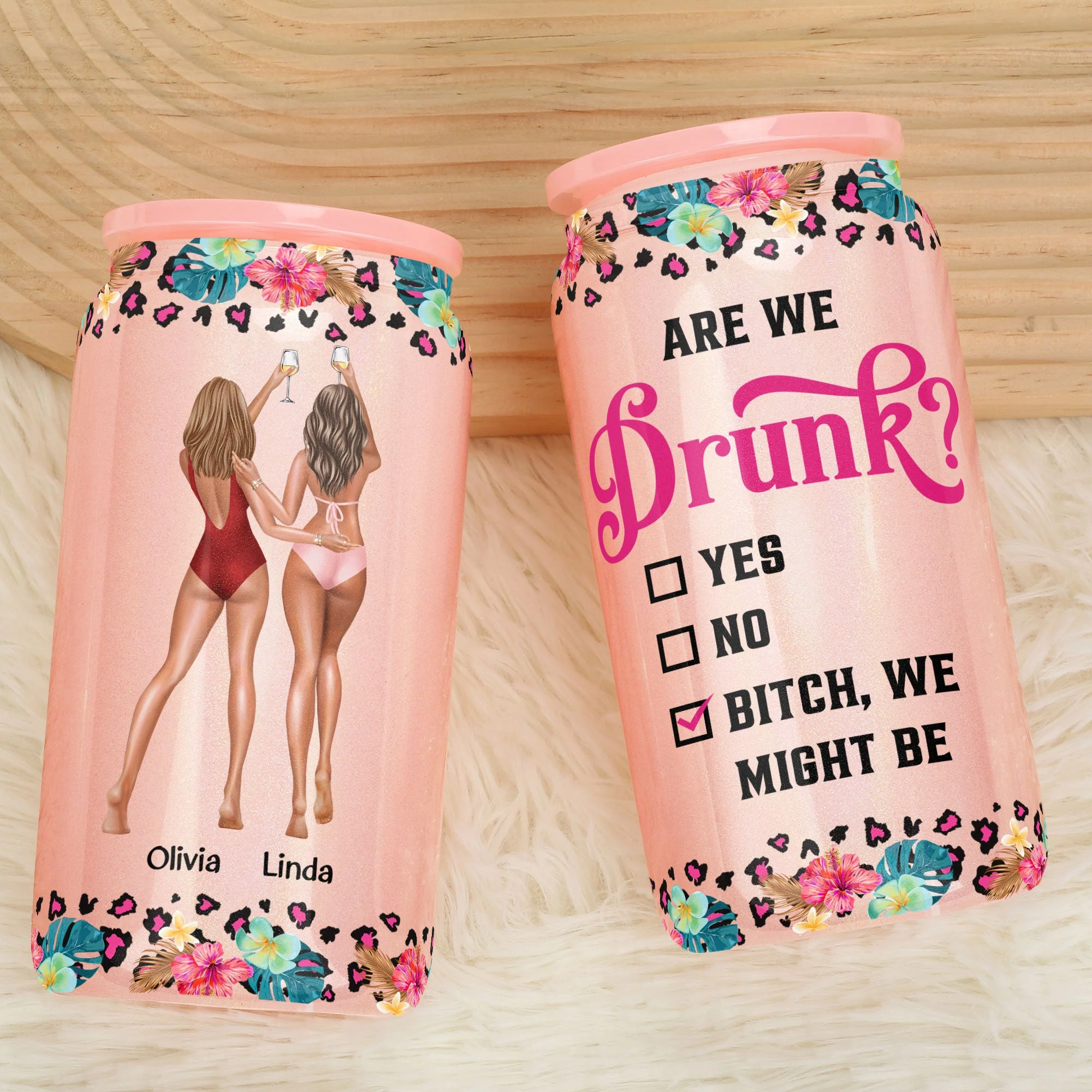 Are We Drunk - Personalized Shimmer Glass Can - Image 4