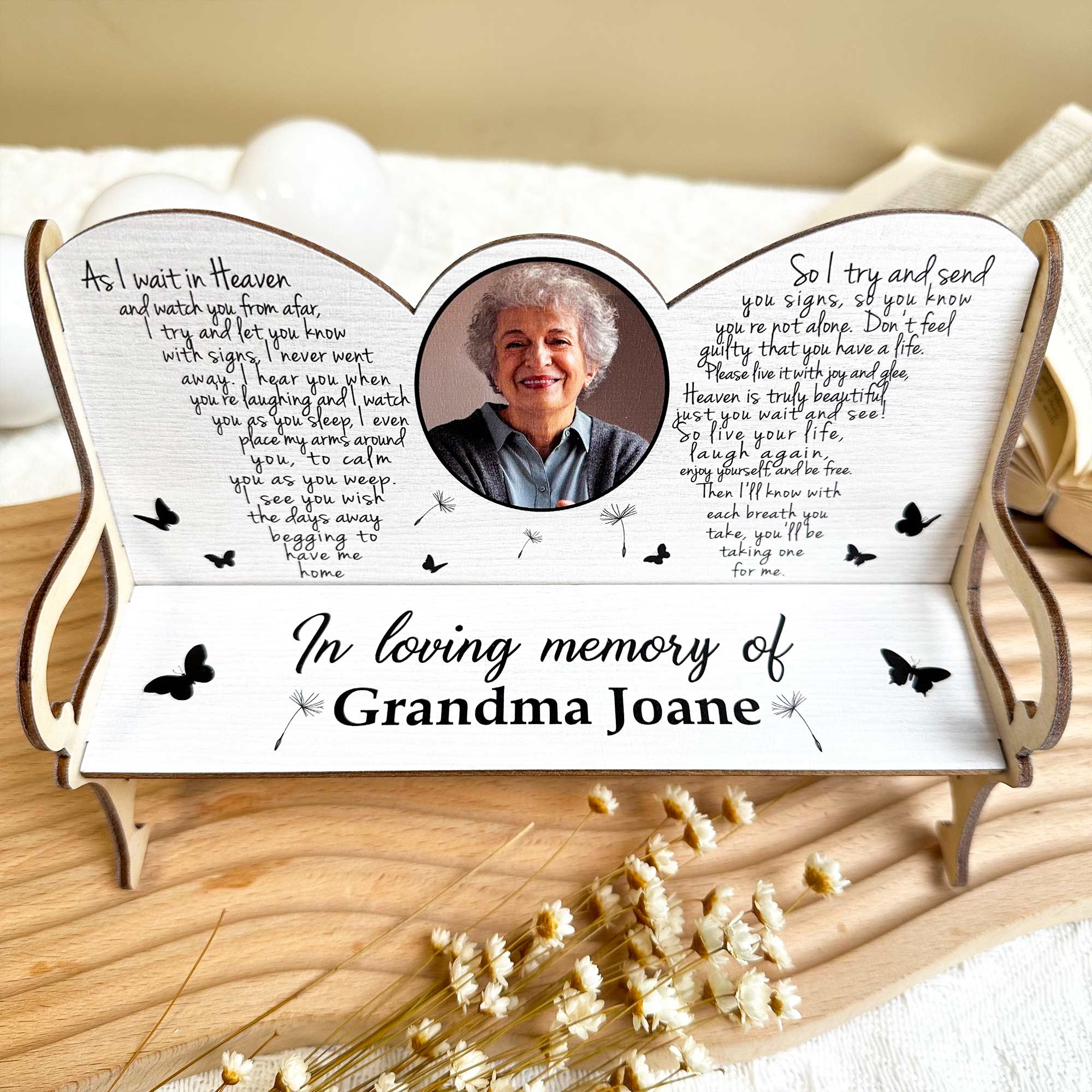 As I Watch You From Afar - Personalized Photo Memorial Bench - Image 4