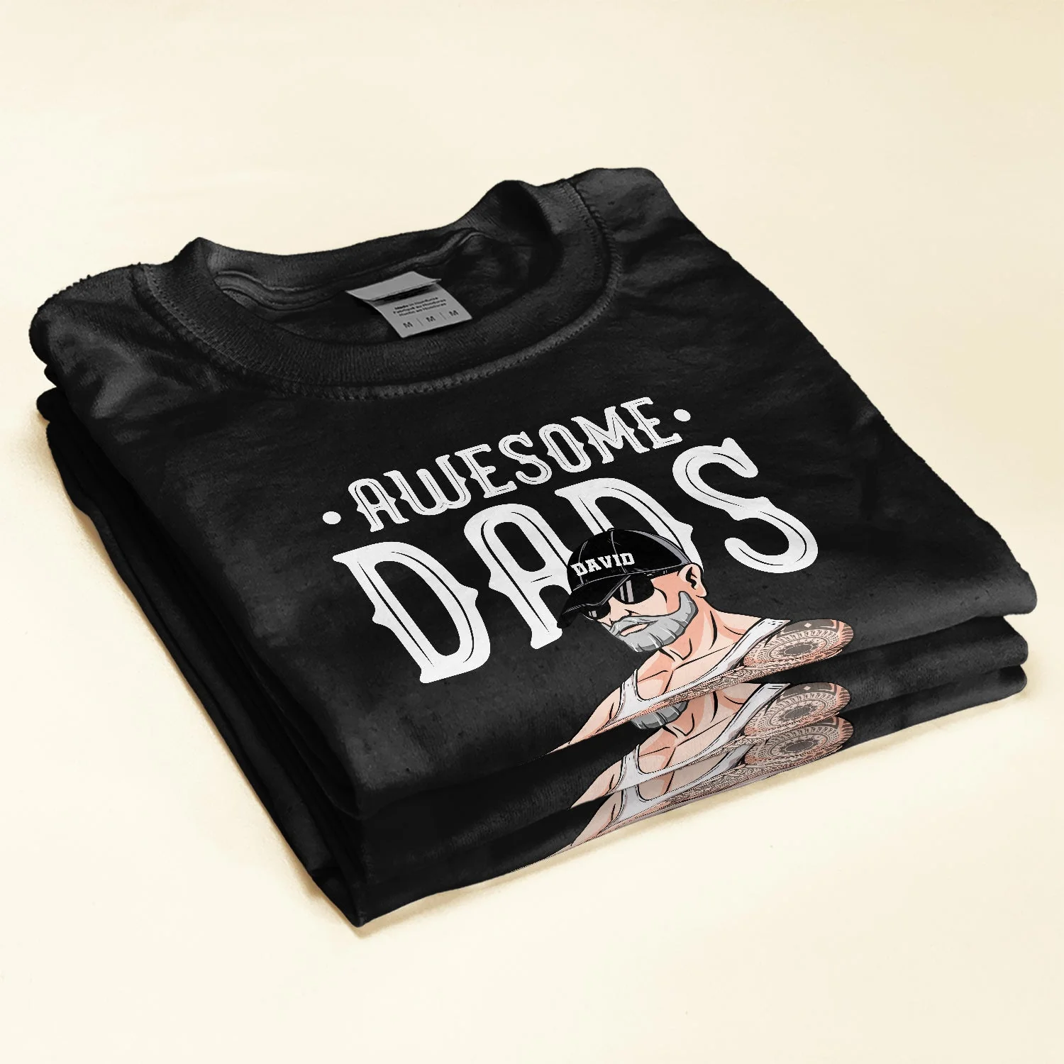 Awesome Dads Have Tattoos And Beards - Personalized Shirt - Birthday Gift, Funny Father's Day Gift For Dad, Step Dad, Husband - Gift From Wife, Daughters, Sons - Image 2