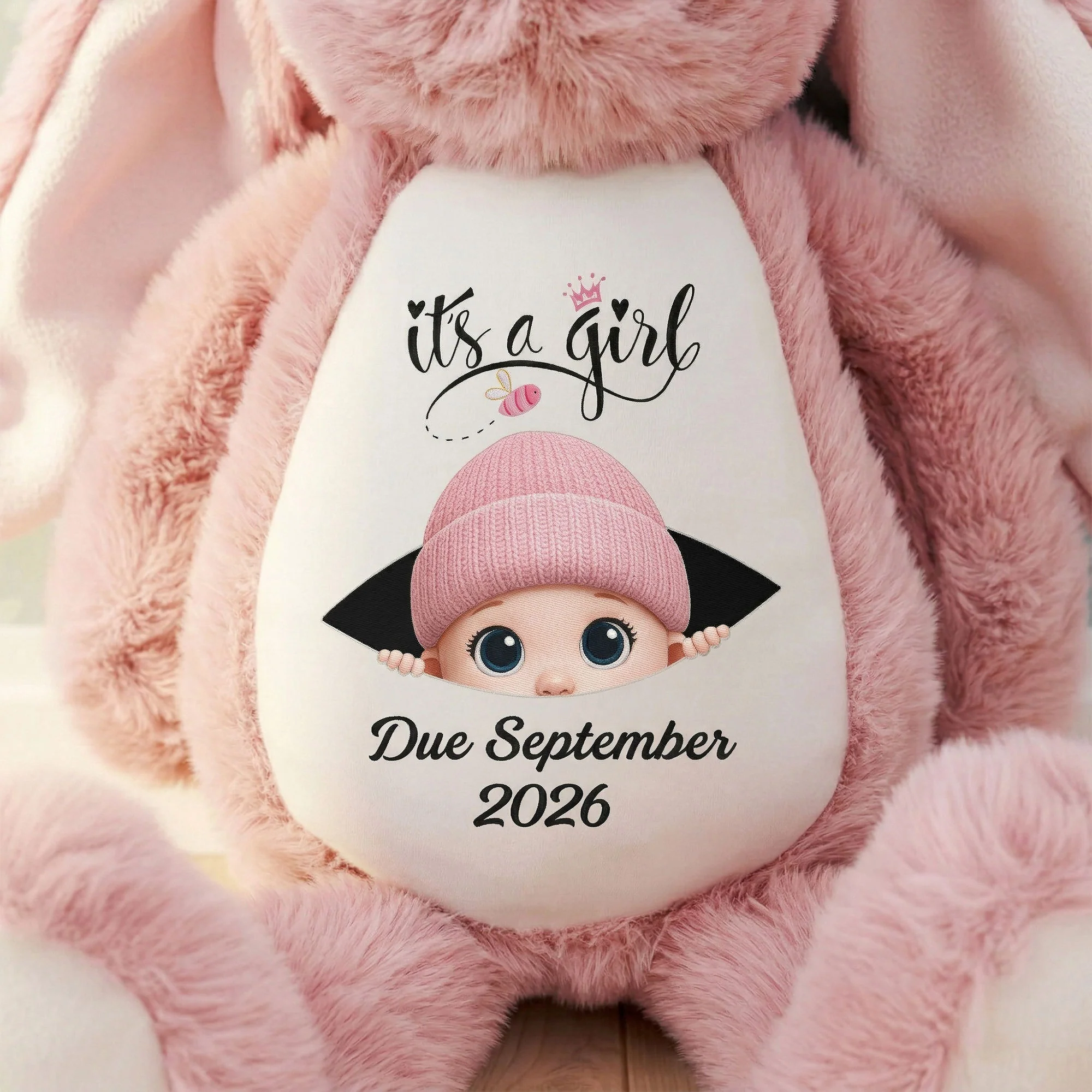 Baby Announcement Gift For Grandparent - Personalized Bunny Plush - Image 3