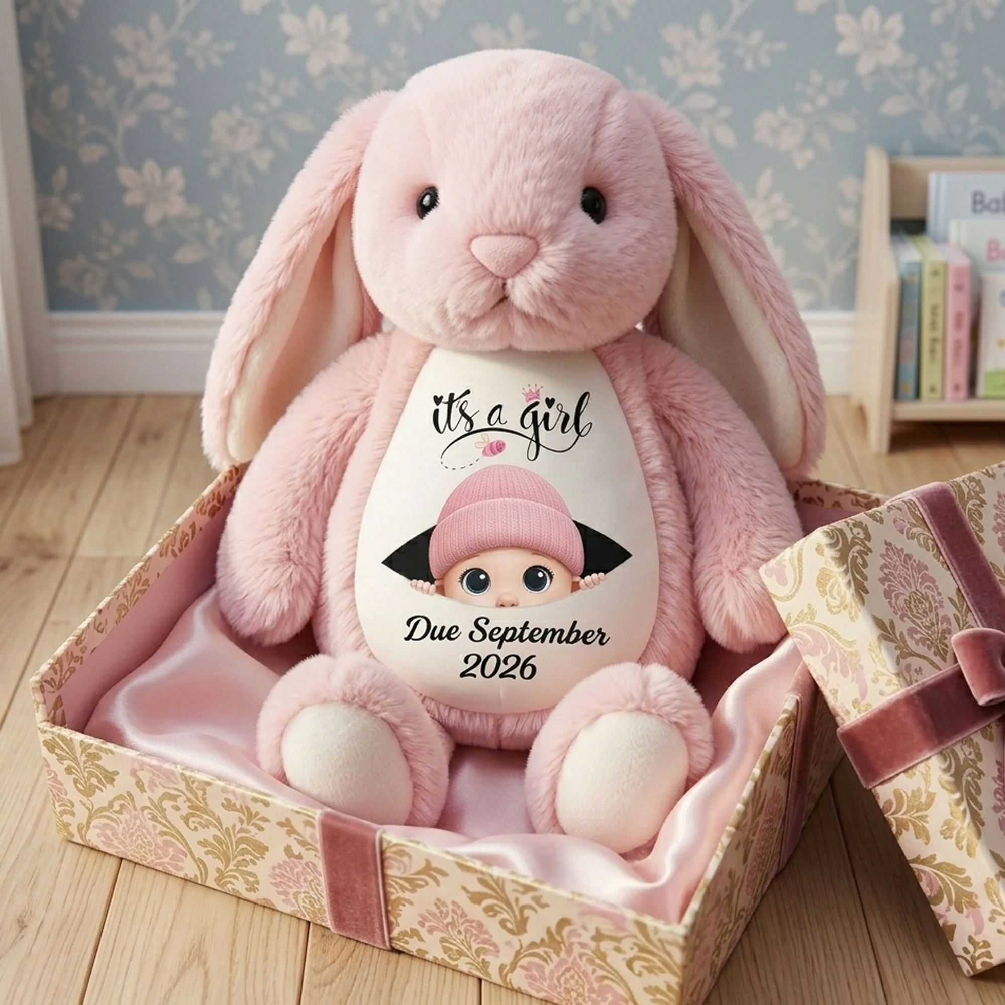 Baby Announcement Gift For Grandparent - Personalized Bunny Plush - Image 4