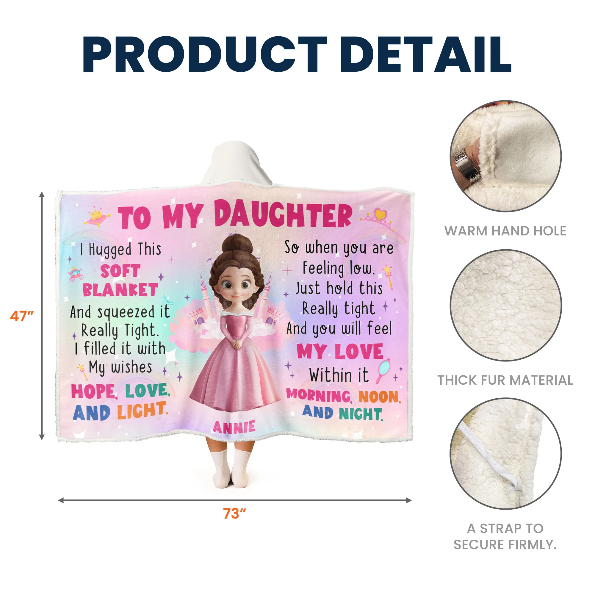Baby Princess I Hugged This Soft Blanket - Personalized Wearable Blanket Hoodie - Image 5