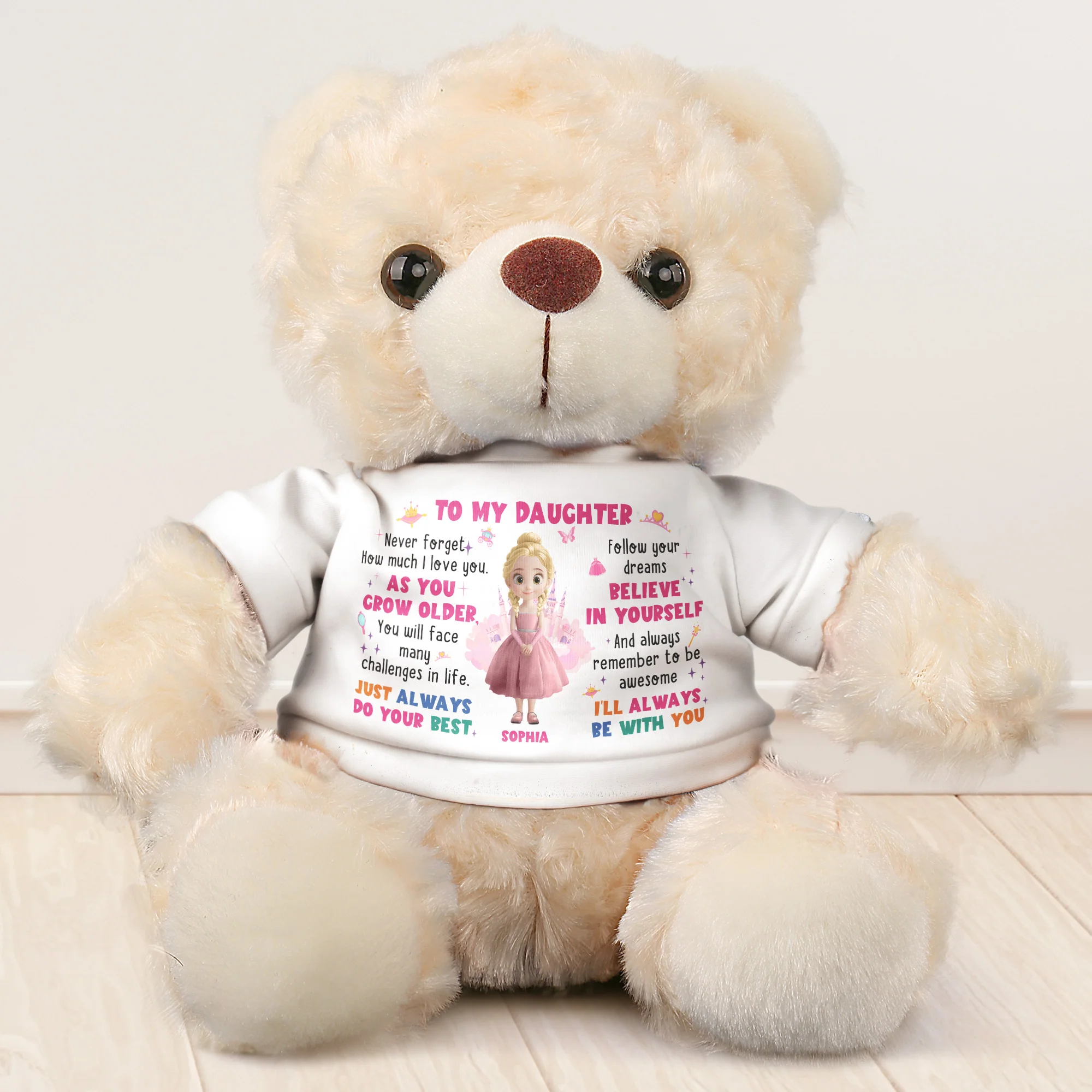 Baby Princess Never Forget How Much I Love You - Teddy Bear With Personalized Shirt - Image 2