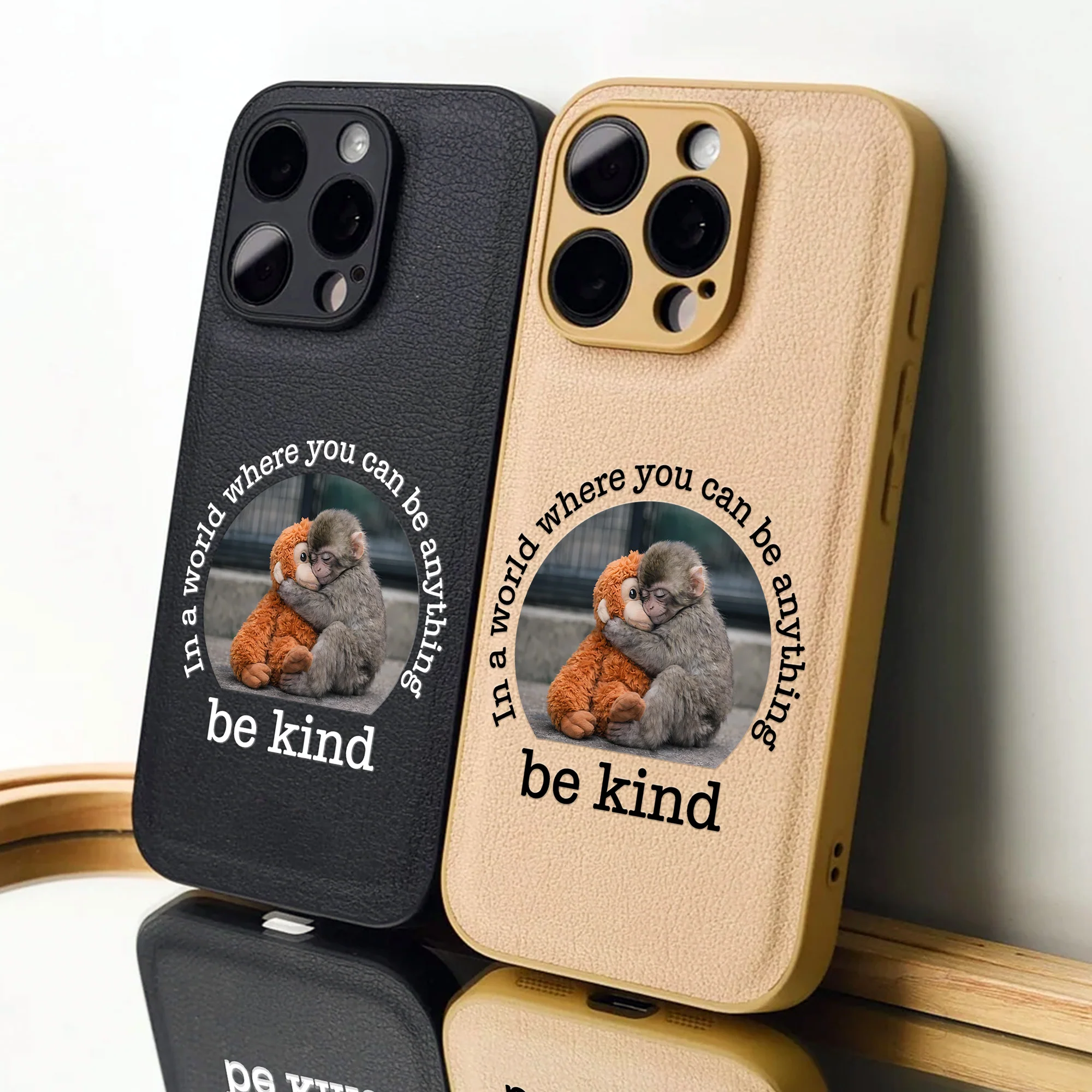 Baby Punch Monkey - Be Kind, Punch The Abandoned Baby Monkey Gift For Animal Lover - Leather Phone Case - Image 5