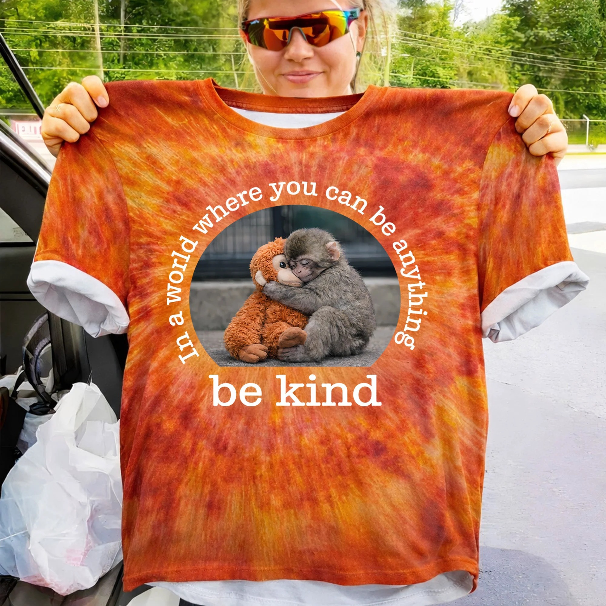 Baby Punch Monkey - Be Kind, Punch The Abandoned Baby Monkey Gift For Animal Lover - Shirt - Image 3