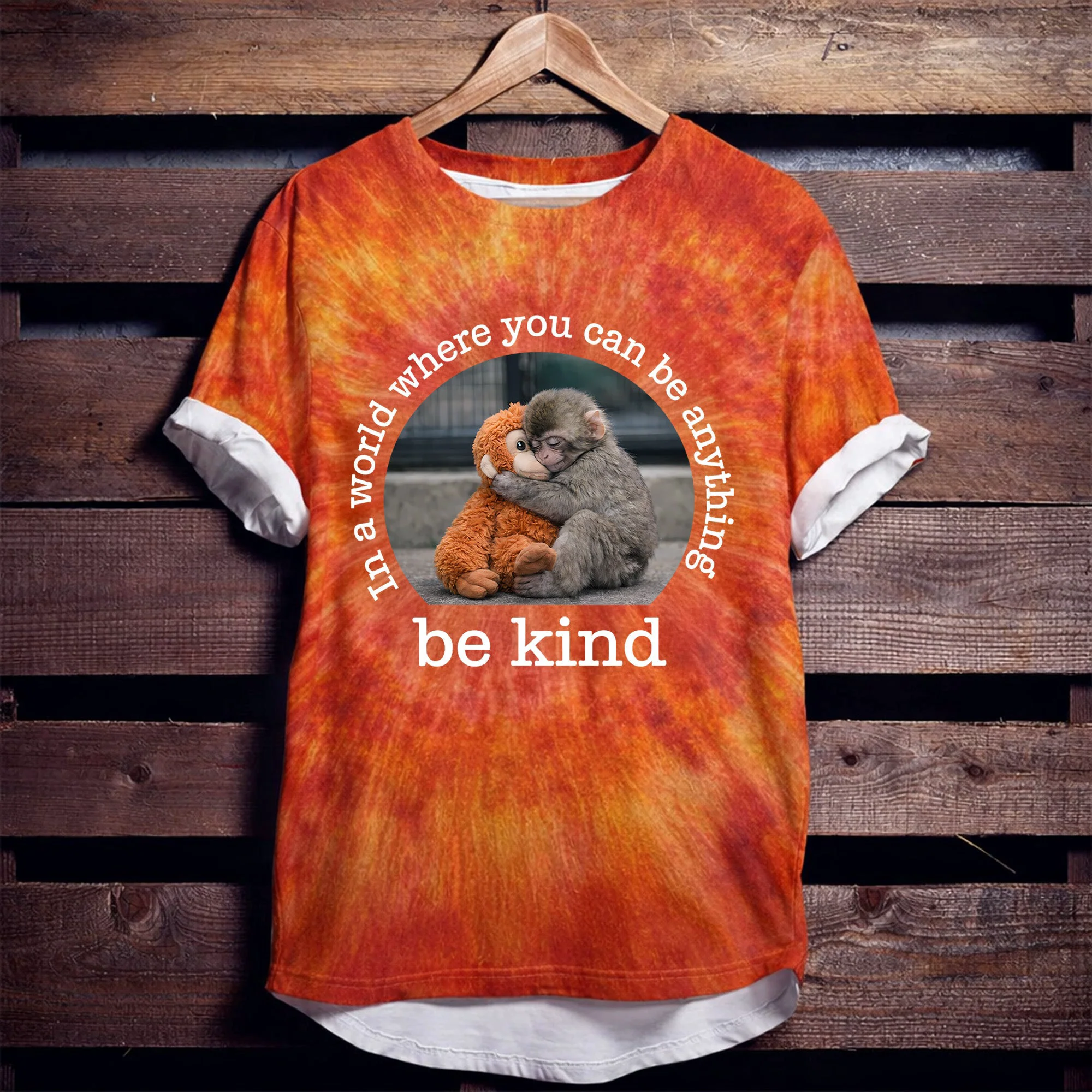Baby Punch Monkey - Be Kind, Punch The Abandoned Baby Monkey Gift For Animal Lover - Shirt - Image 4