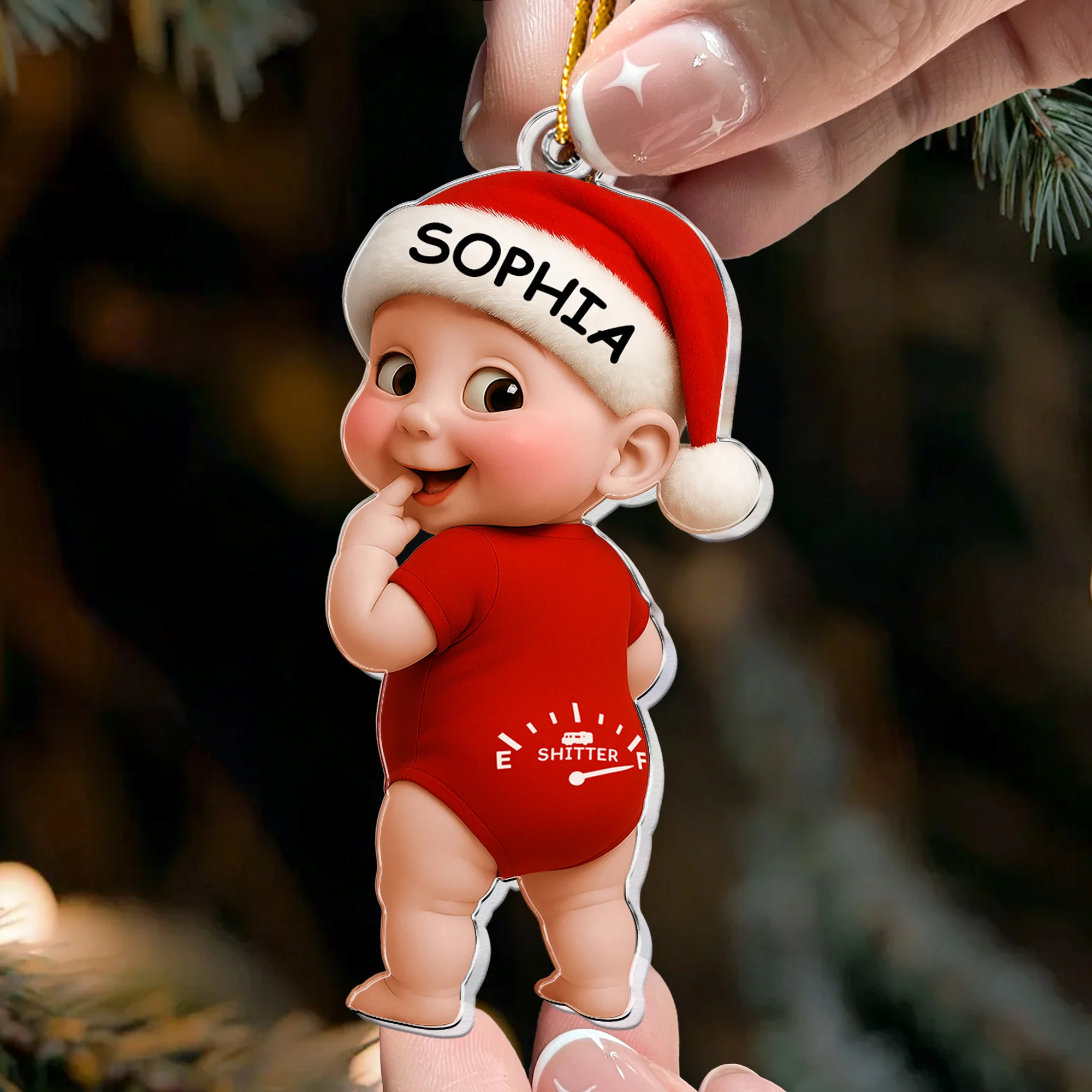 Baby’s First Christmas Funny Baby Sh!Tter Full - Personalized Acrylic Ornament - Image 2