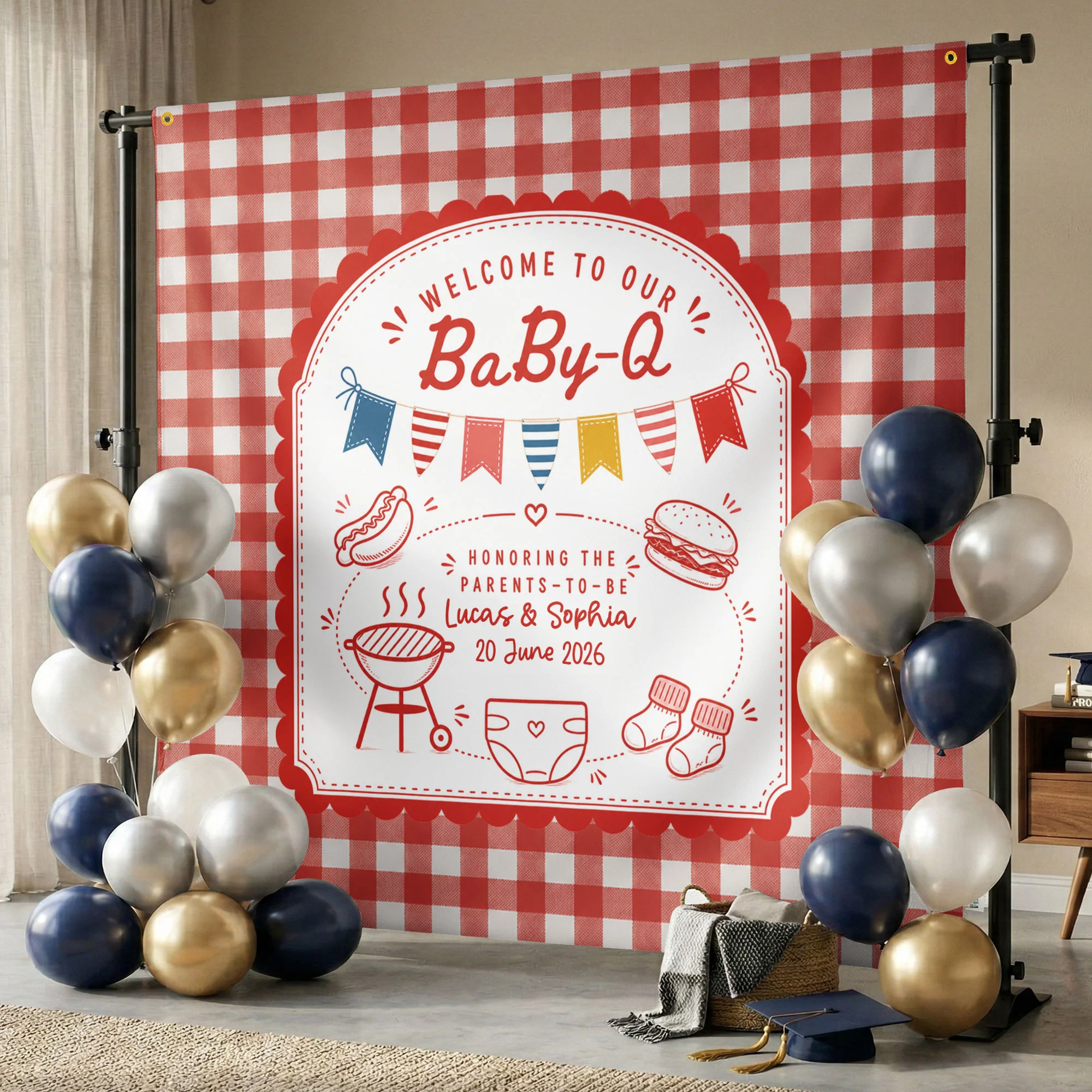 Baby-Q Baby Shower - Personalized Backdrop - Image 5