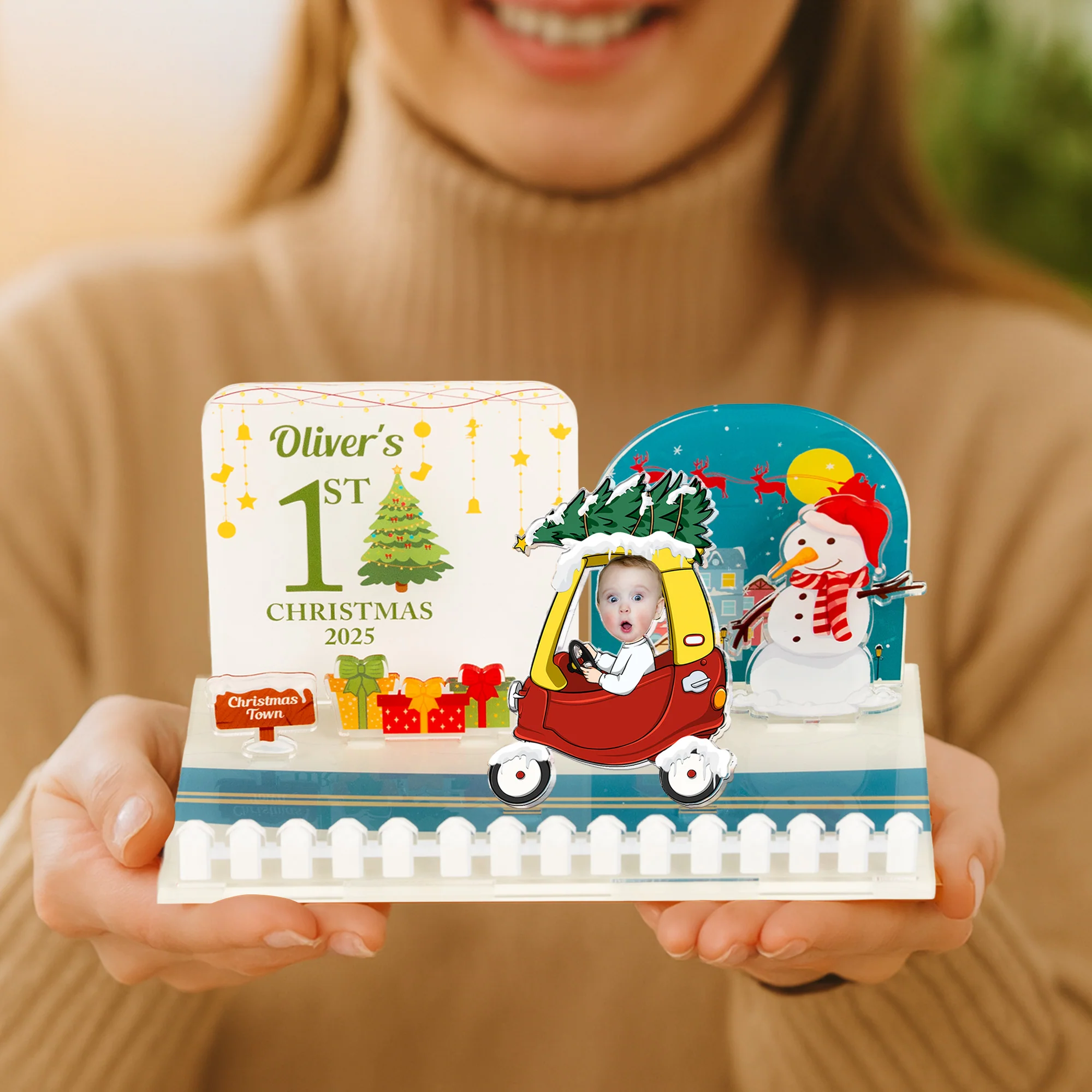 Baby's First Christmas Cozy Coupe - Personalized 3D Acrylic Photo Standee - Image 4
