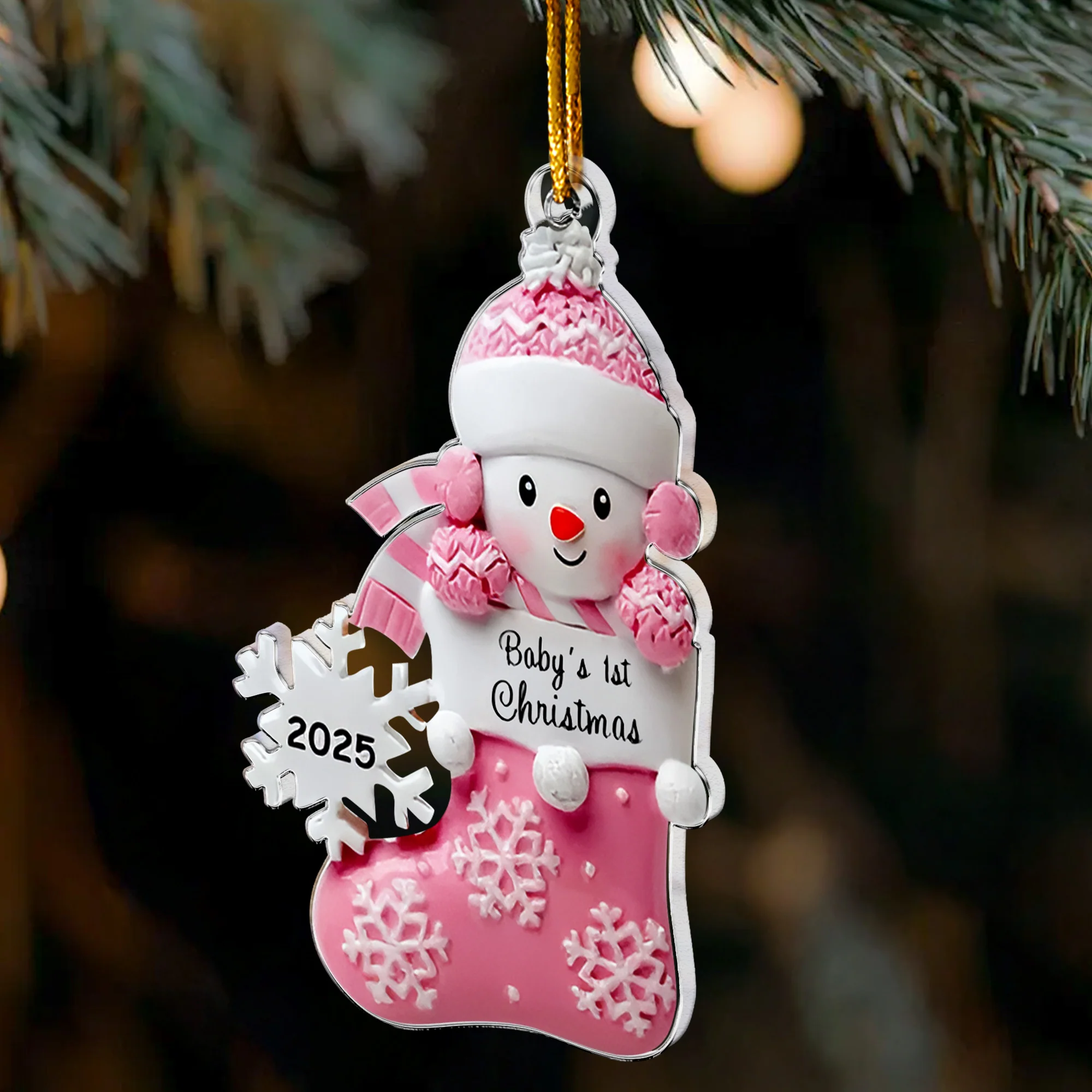 Baby's First Christmas Cute Baby Peeking 2D Flat - Acrylic Ornament - Image 3