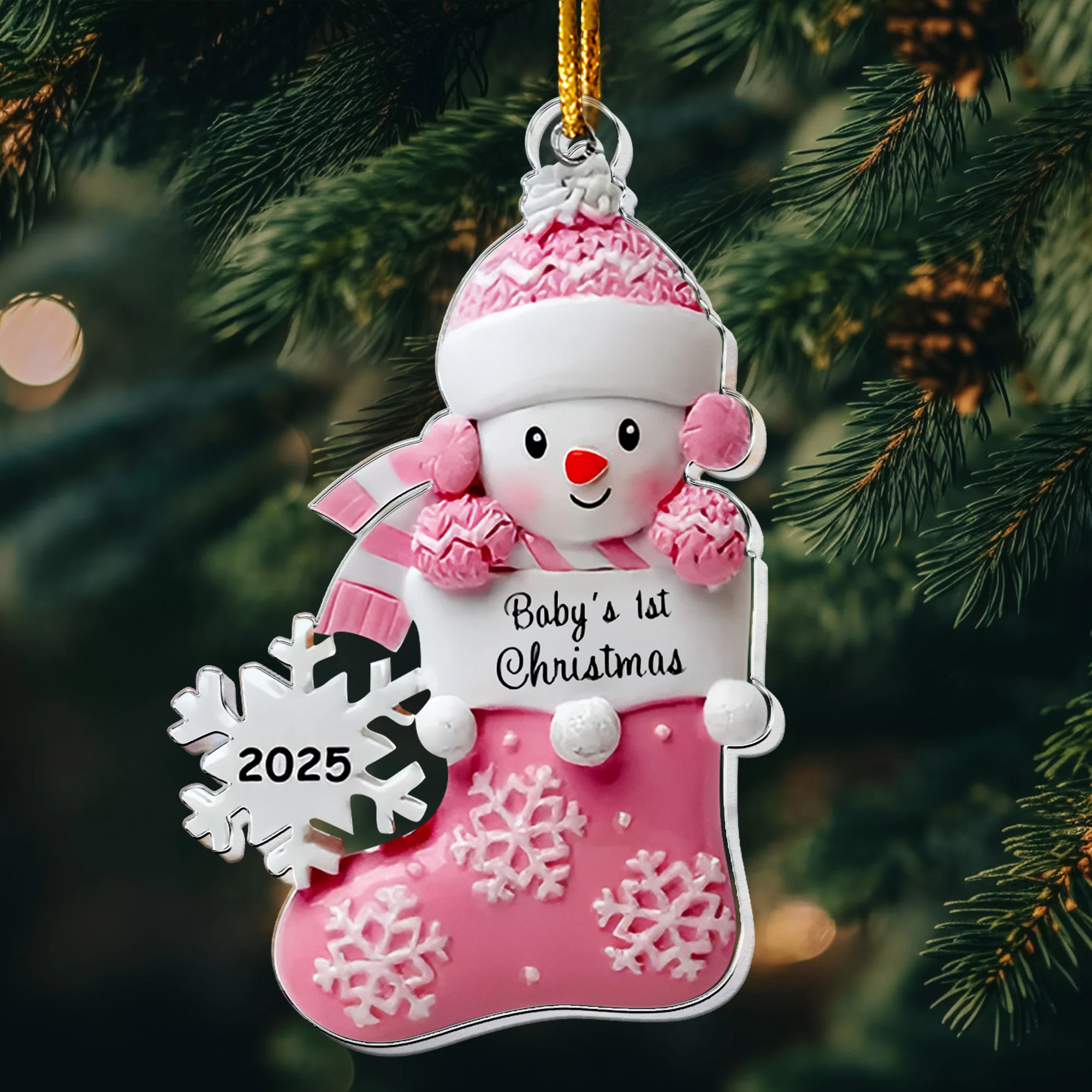 Baby's First Christmas Cute Baby Peeking 2D Flat - Acrylic Ornament - Image 8