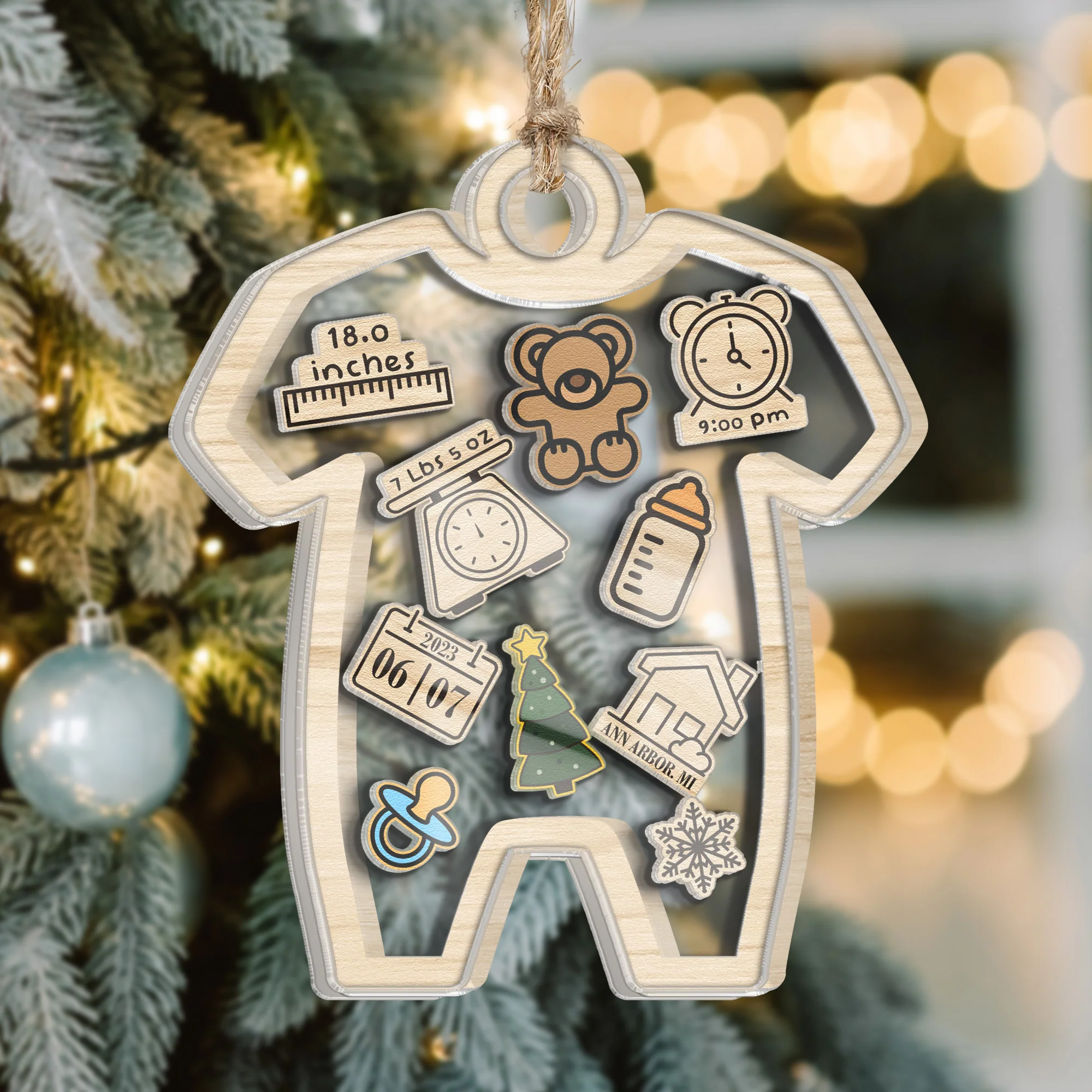 Baby's First Christmas For Grandchild, New Parents - Personalized Shaker Ornament - Image 5