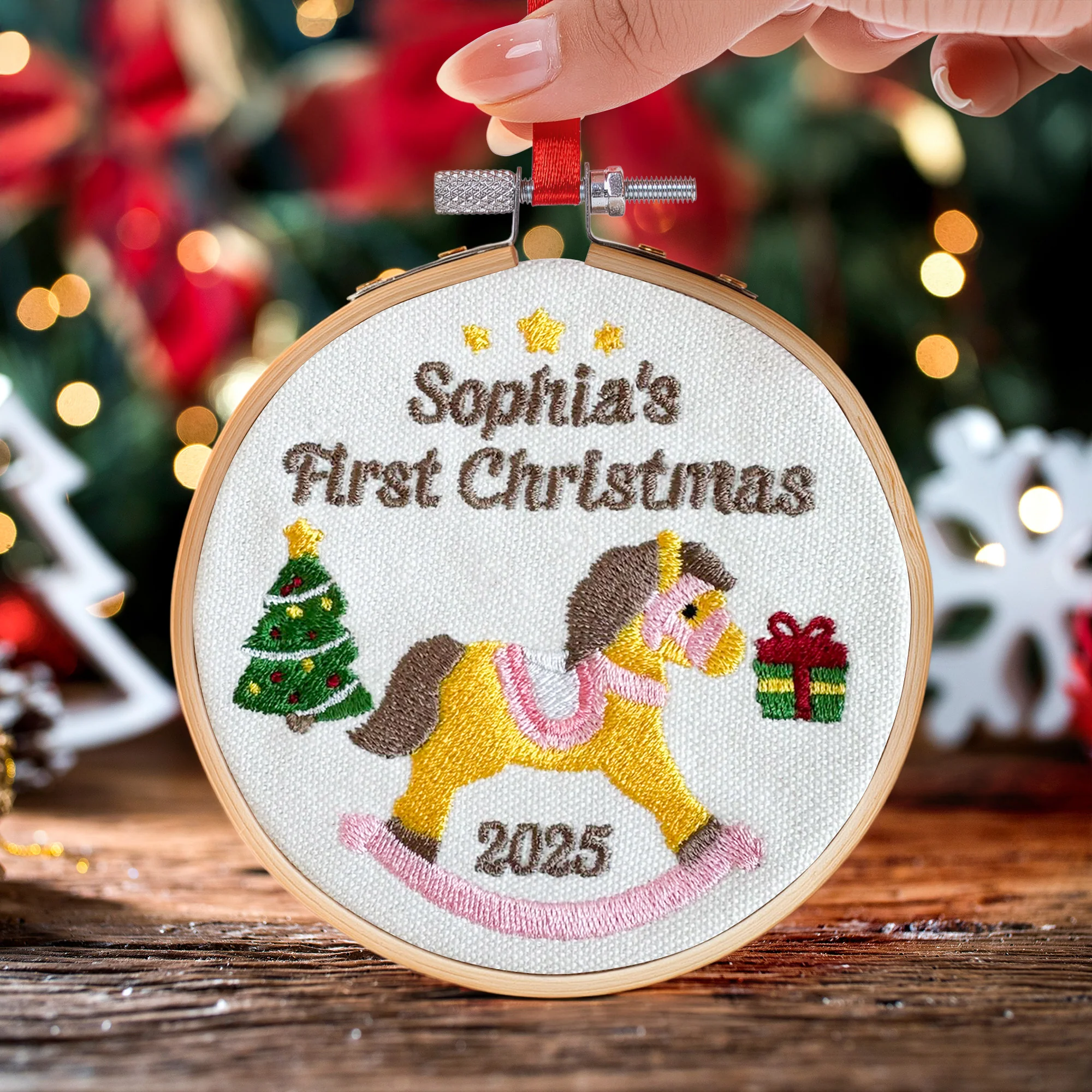 Baby's First Christmas Newborn Gift - Personalized Embroidered Ornament - Image 5