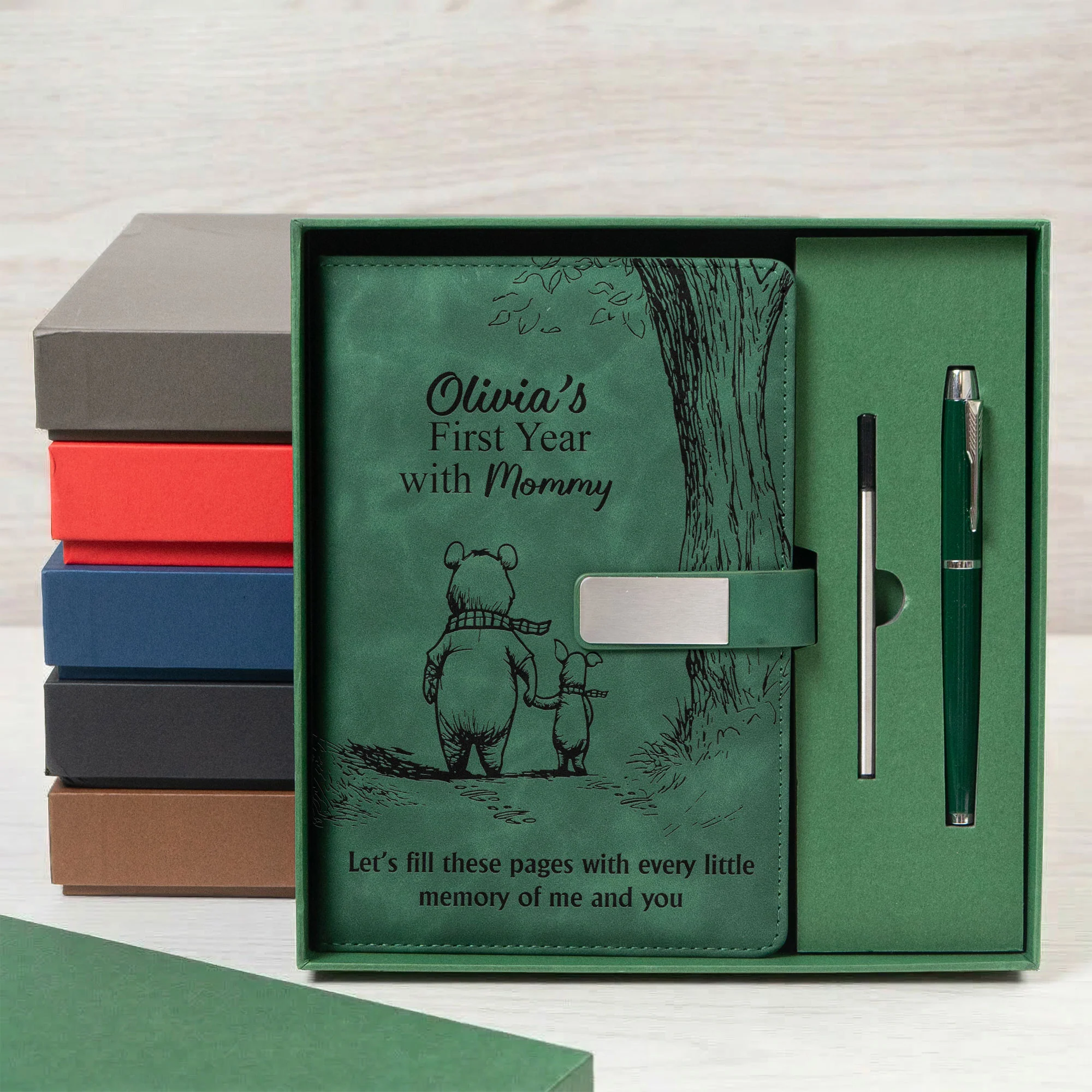 Baby's First Year Memory Book For New Mom, Dad, Grandparents - Personalized Notebook Set - Image 6