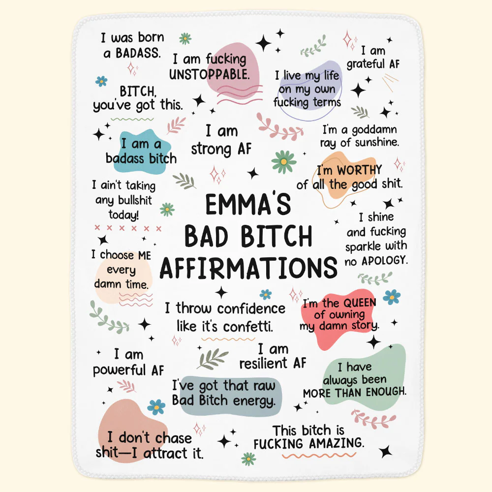 Bad B*tch Affirmations Blanket - Personalized Blanket - Image 6