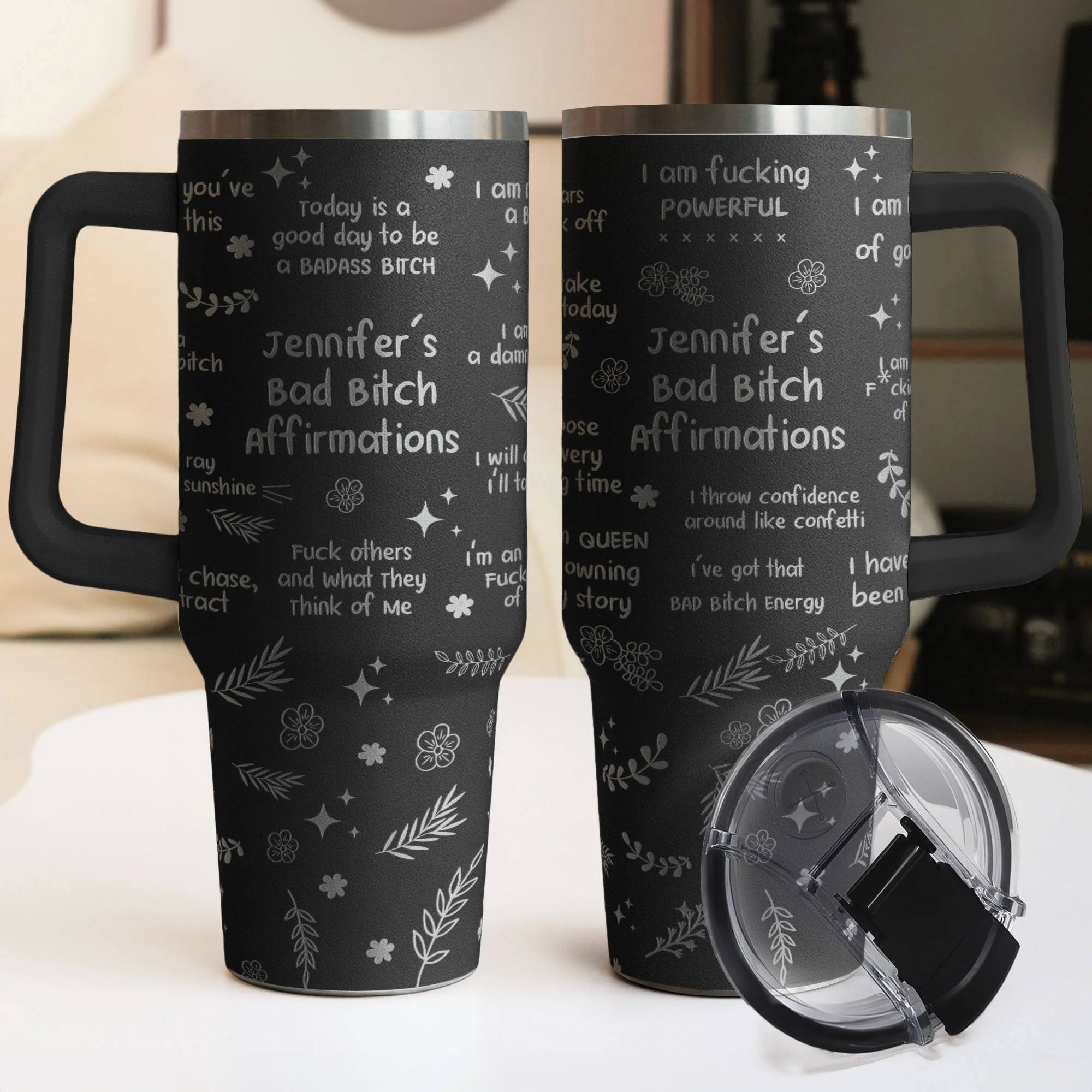 Bad B*tch Affirmations - Funny Gifts For Coworkers, Friends - Personalized 40oz Tumbler - Image 4