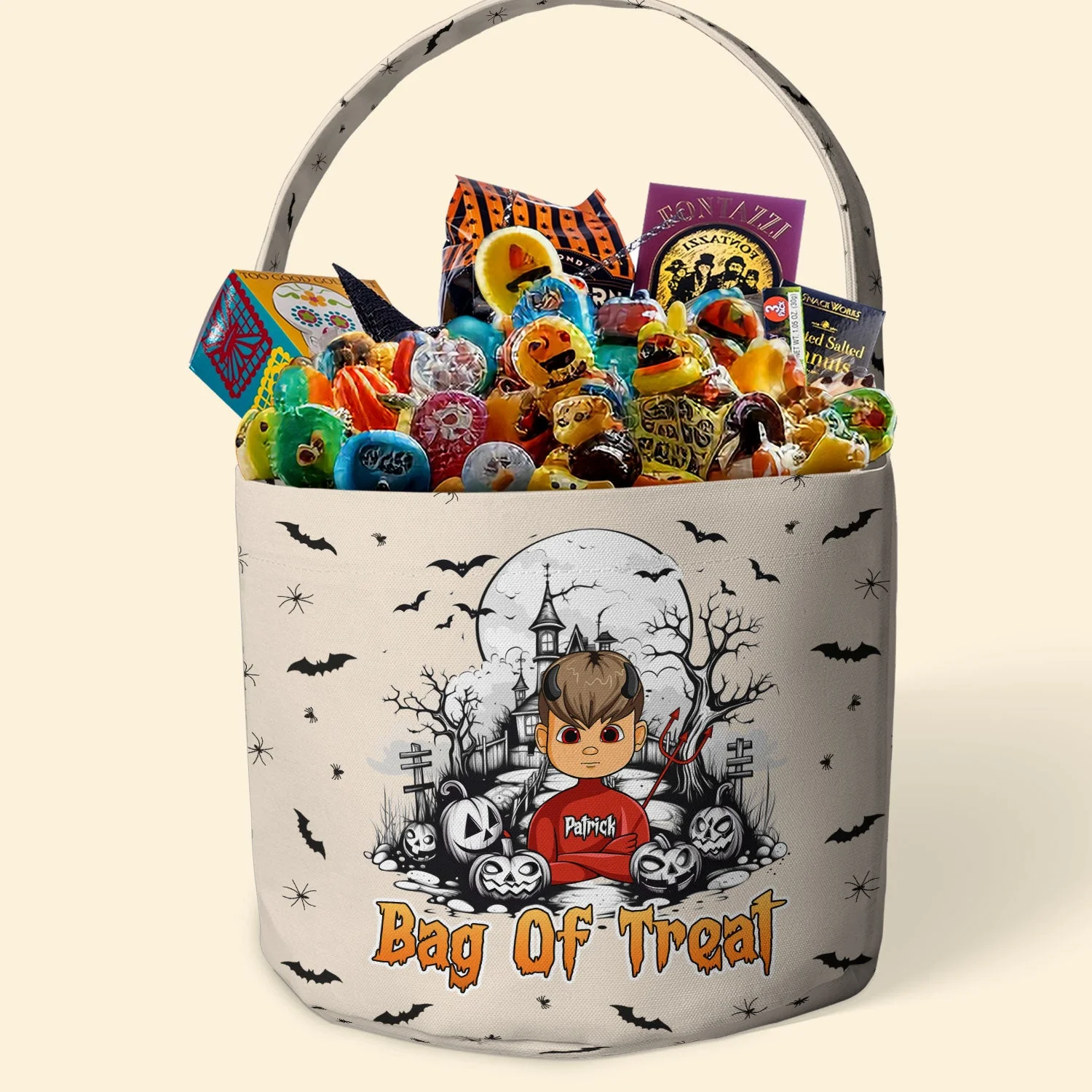 Bag Of Treat Kid Name Halloween - Personalized Halloween Spooky Basket - Image 3