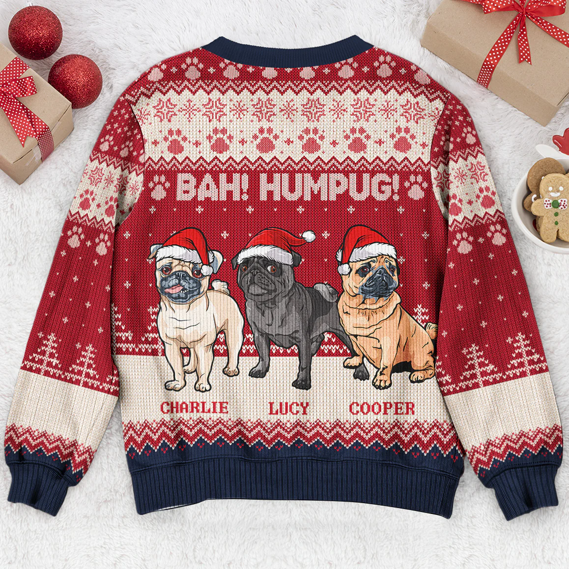 Bah Hum Pug Dog Lovers - Personalized Ugly Sweater - Image 7