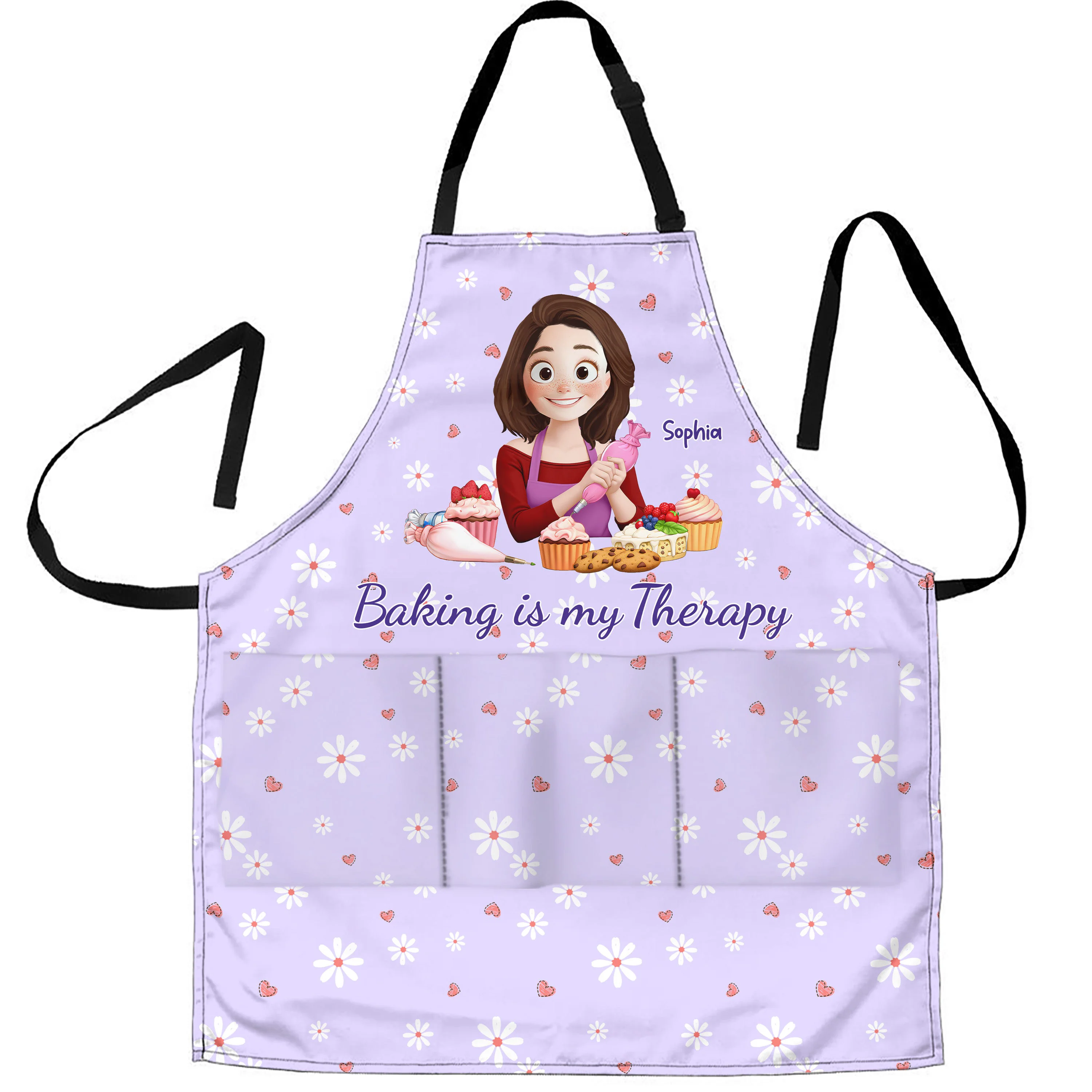 Baking Is My Therapy - Personalized Apron - Image 3