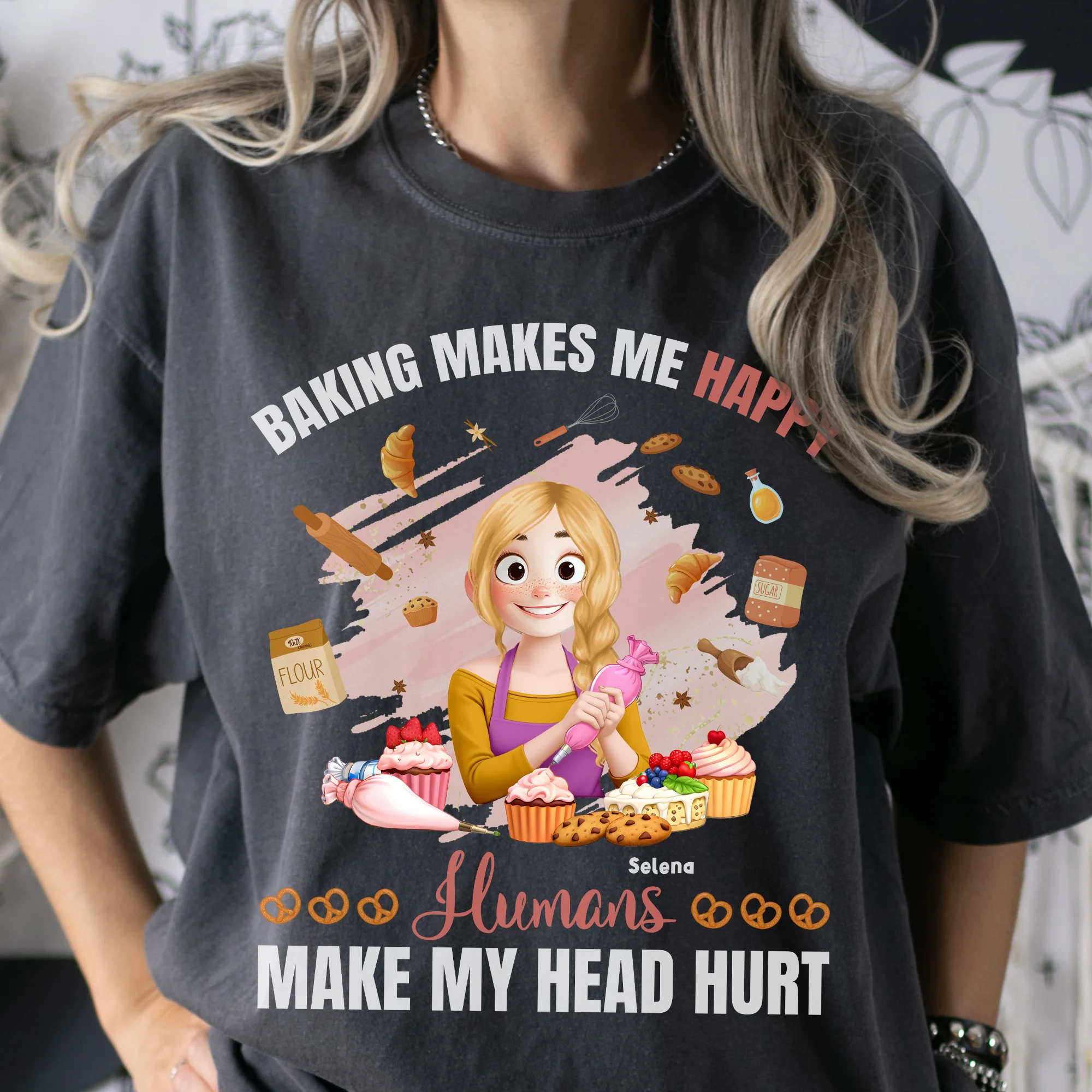 Baking Makes Me Happy - Personalized Shirt - Image 4