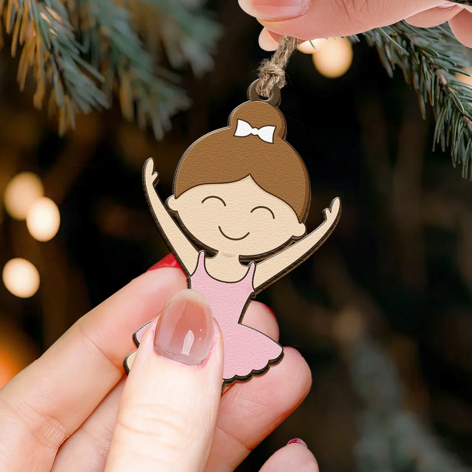 Ballerina Ornament For Girls 2D Flat - Wooden Ornament - Image 2
