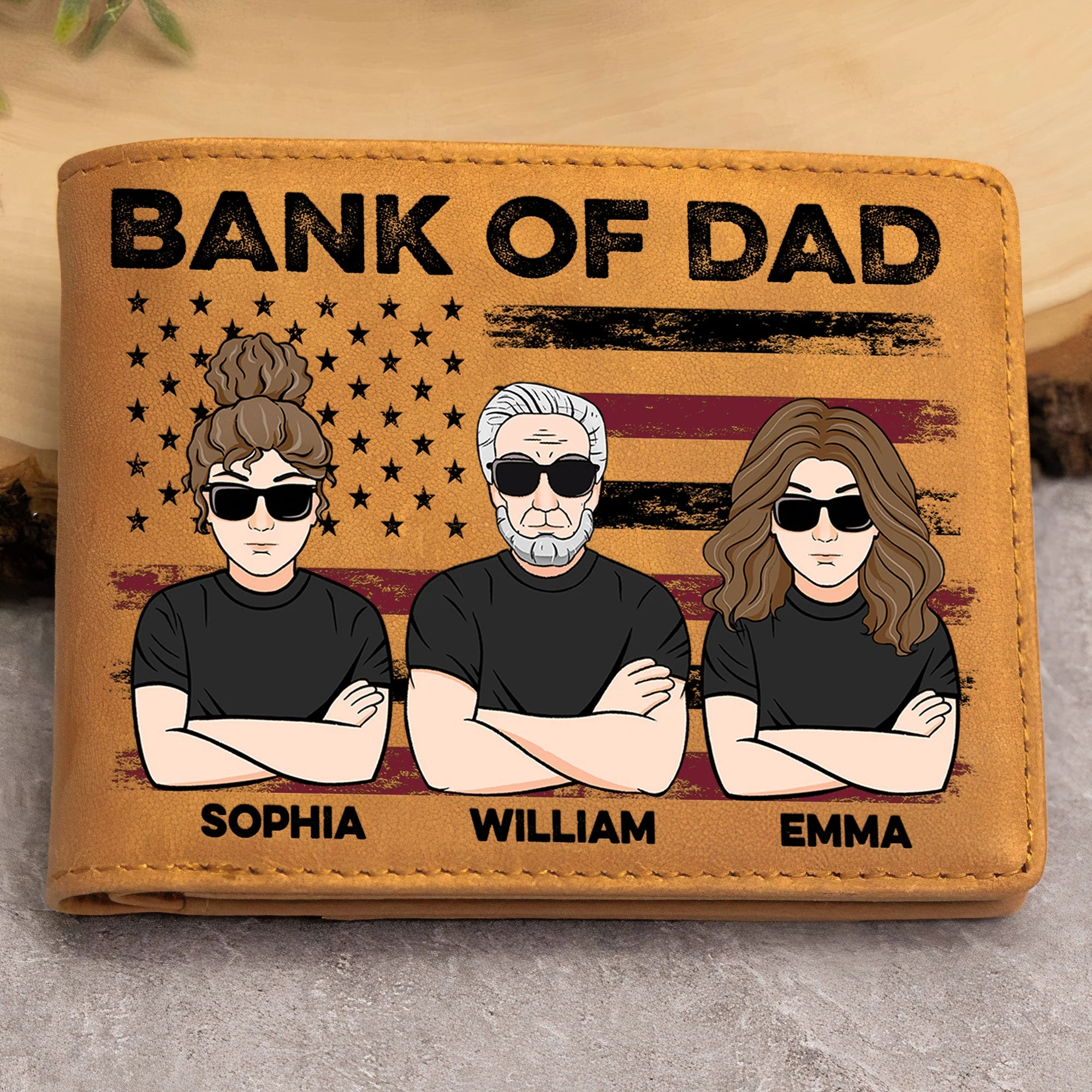 Bank Of Dad - Personalized Leather Wallet - Image 2