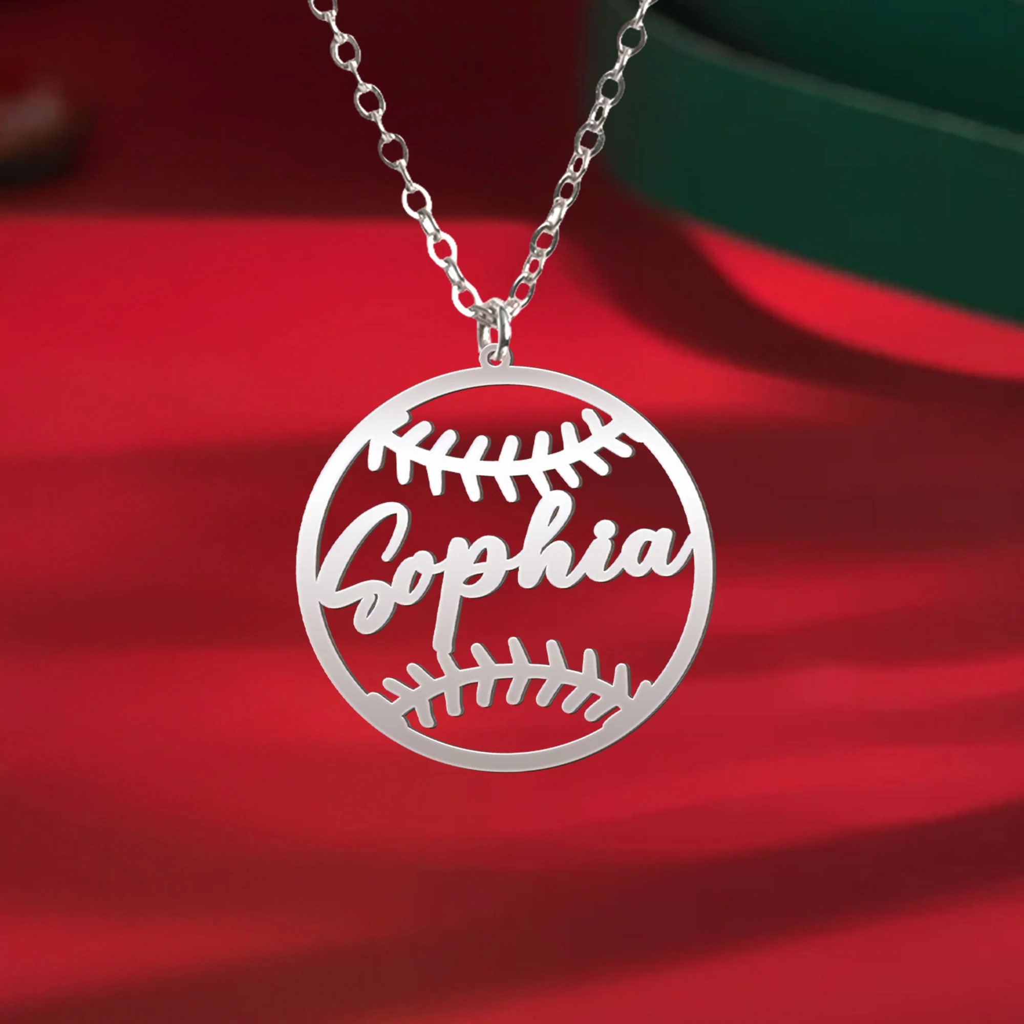 Baseball And Softball Pattern - Custom Name Necklace - Image 2