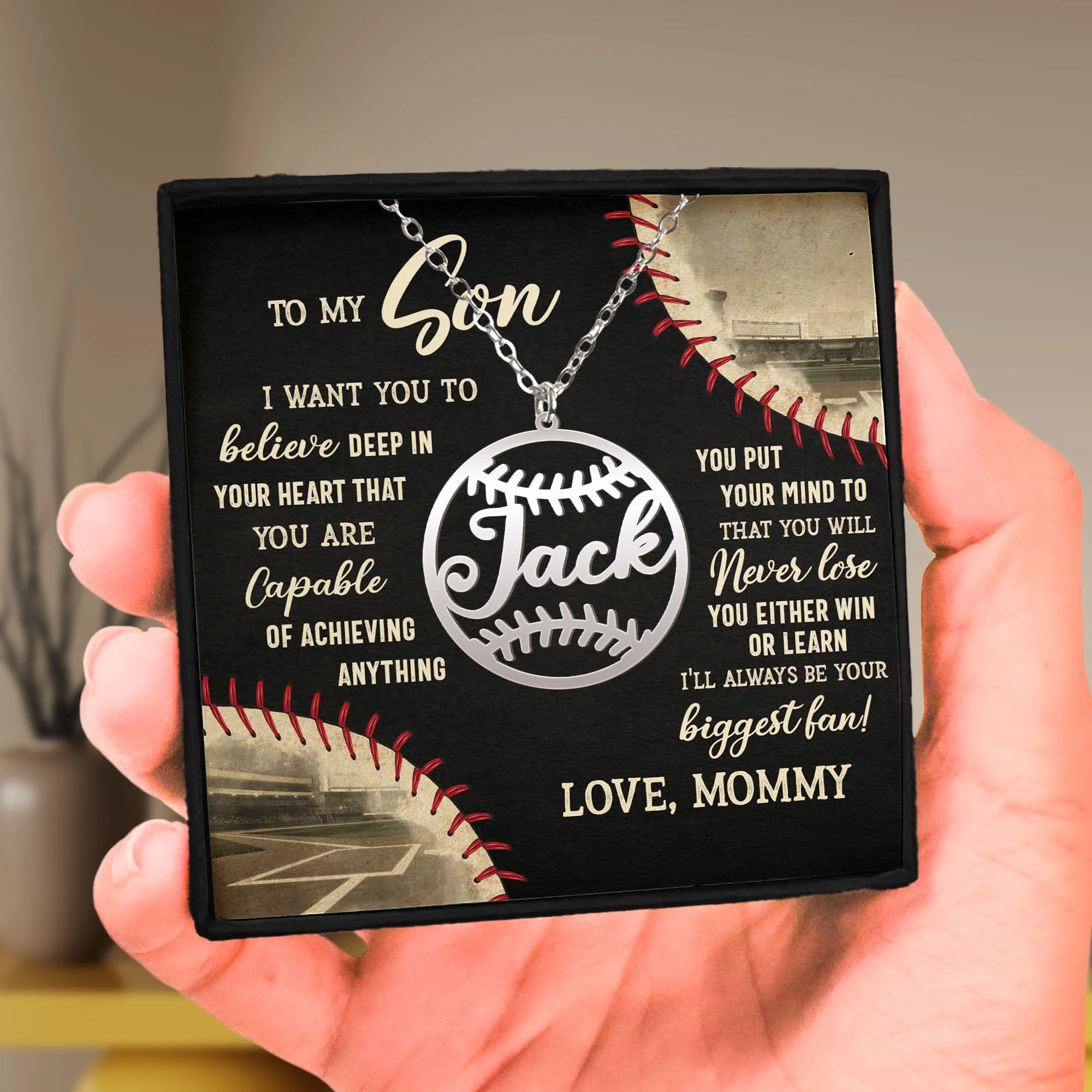 Baseball And Softball Pattern - Custom Name Necklace - Image 3