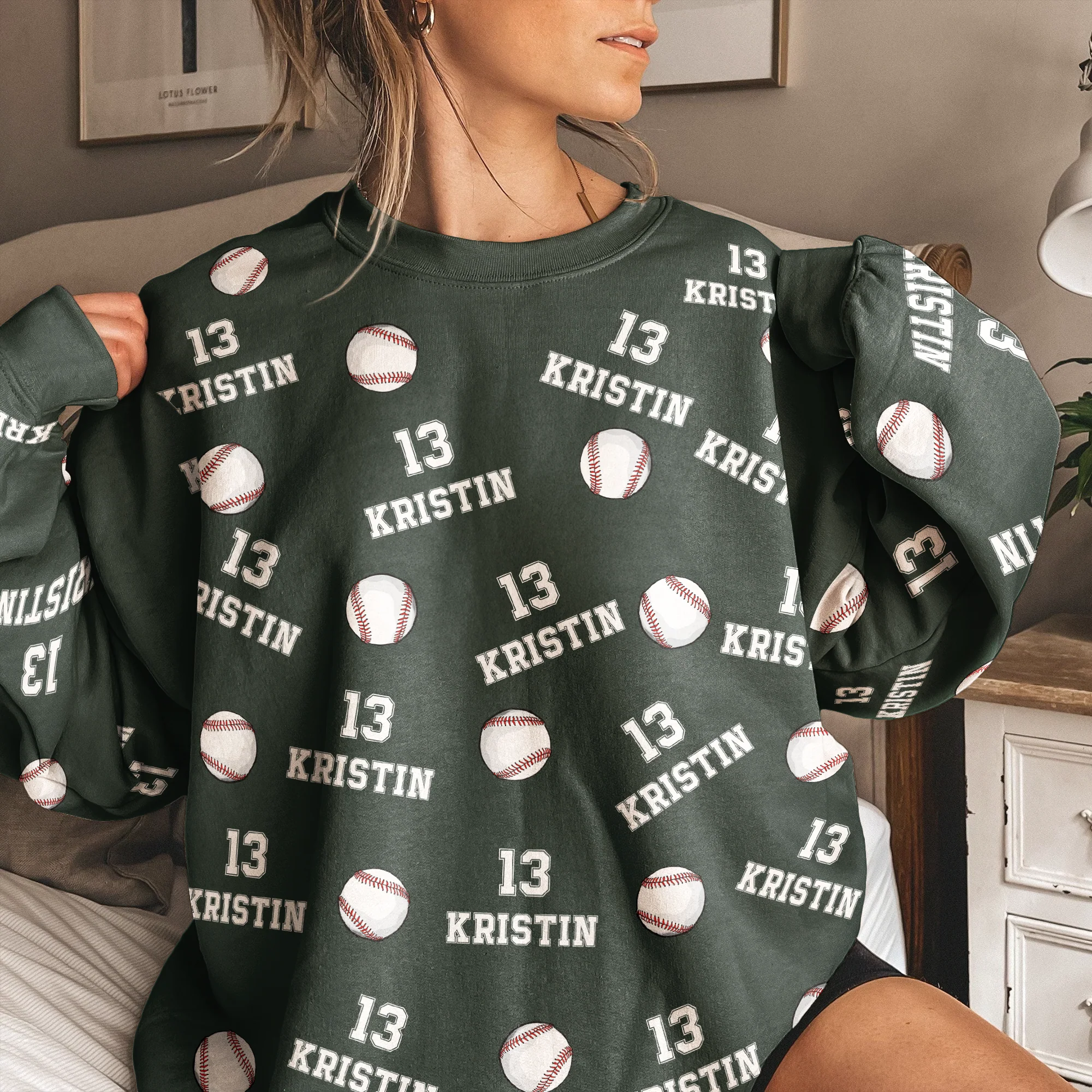 Baseball Custom Name, Number - Personalized 3D Printed Sweatshirt - Image 3