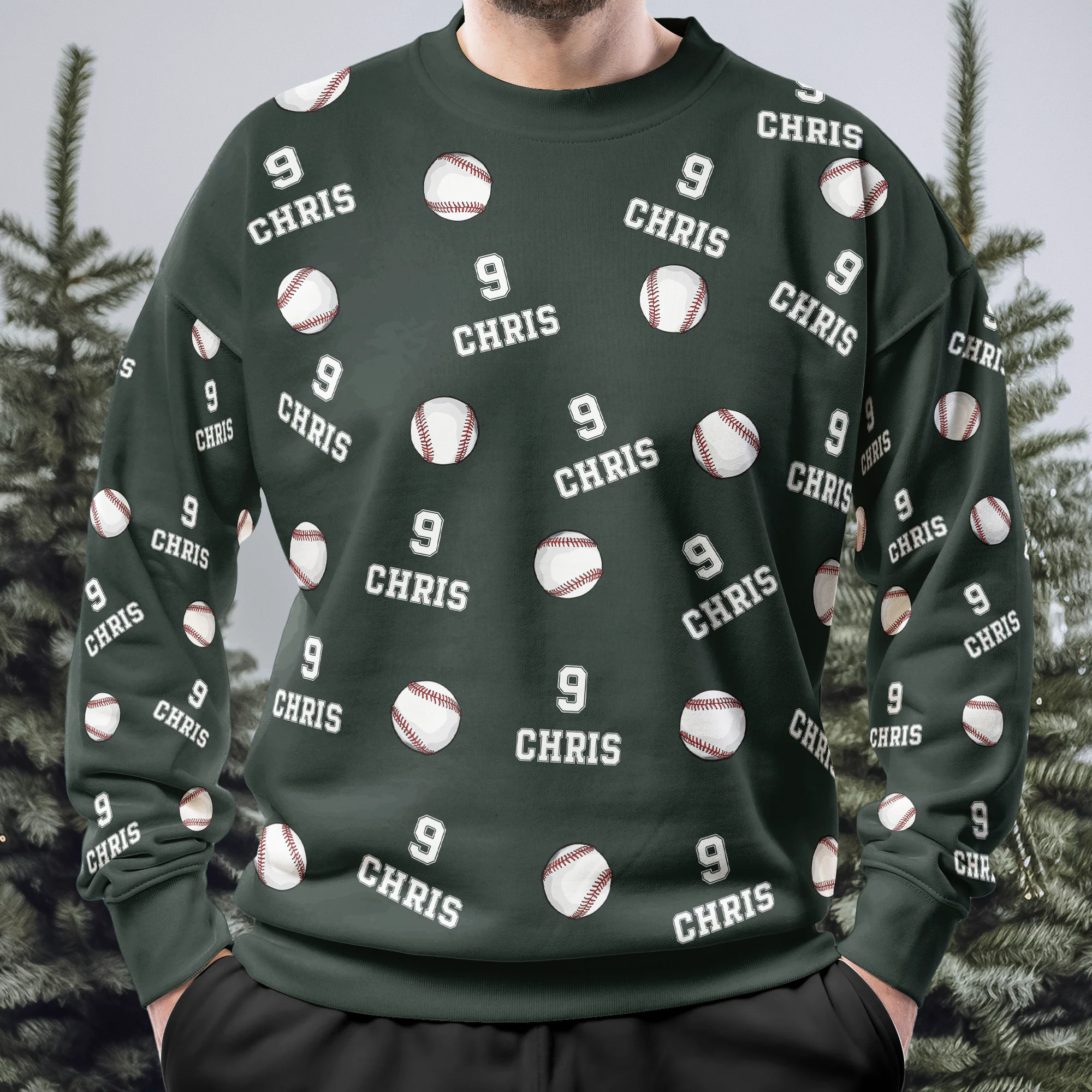 Baseball Custom Name, Number - Personalized 3D Printed Sweatshirt - Image 4