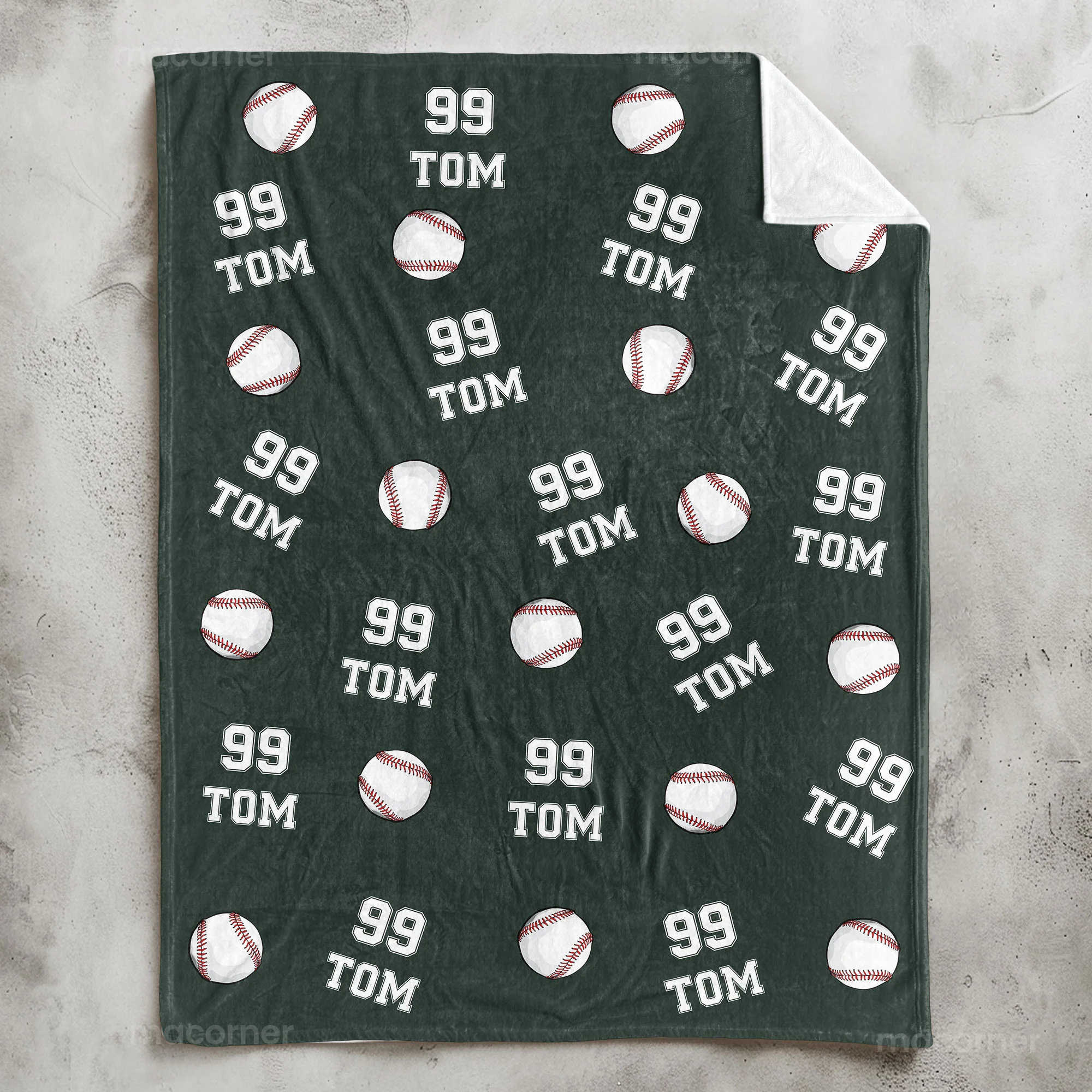 Baseball Custom Name, Number - Personalized Blanket - Image 2