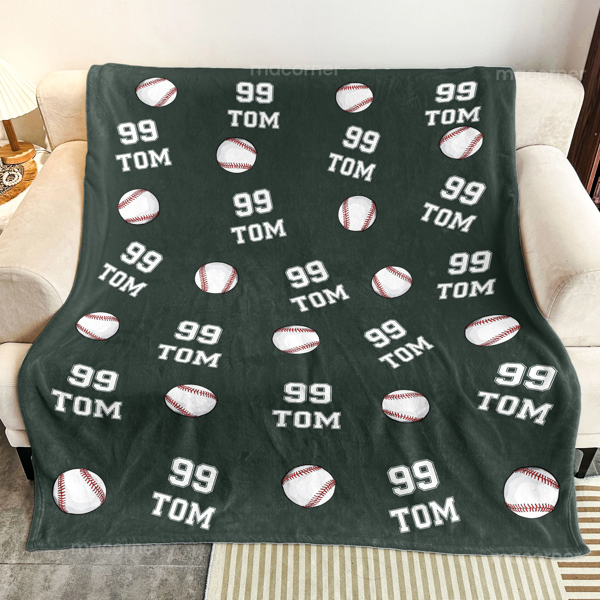 Baseball Custom Name, Number - Personalized Blanket - Image 3