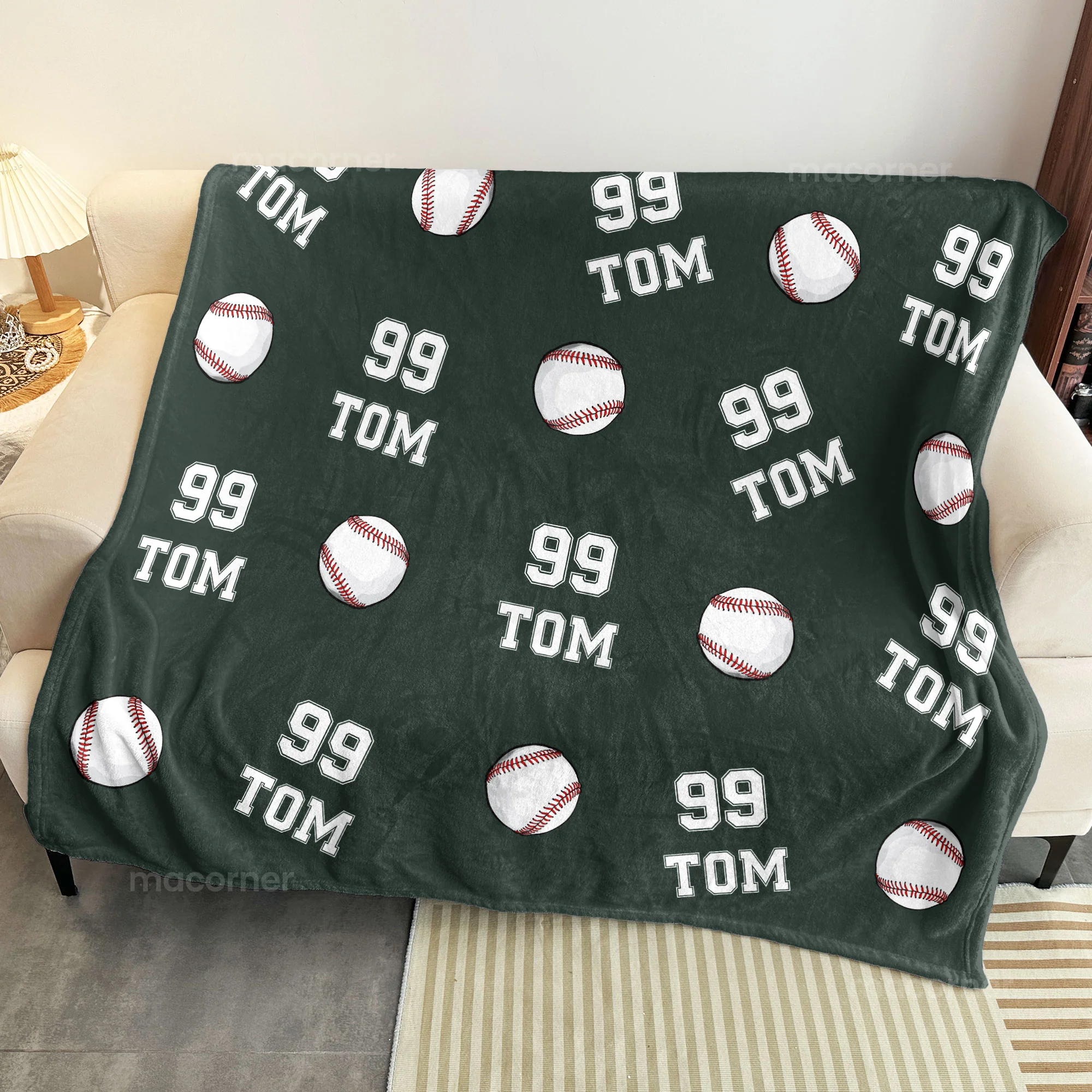 Baseball Custom Name, Number - Personalized Blanket - Image 4