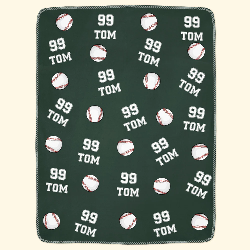 Baseball Custom Name, Number - Personalized Blanket - Image 6