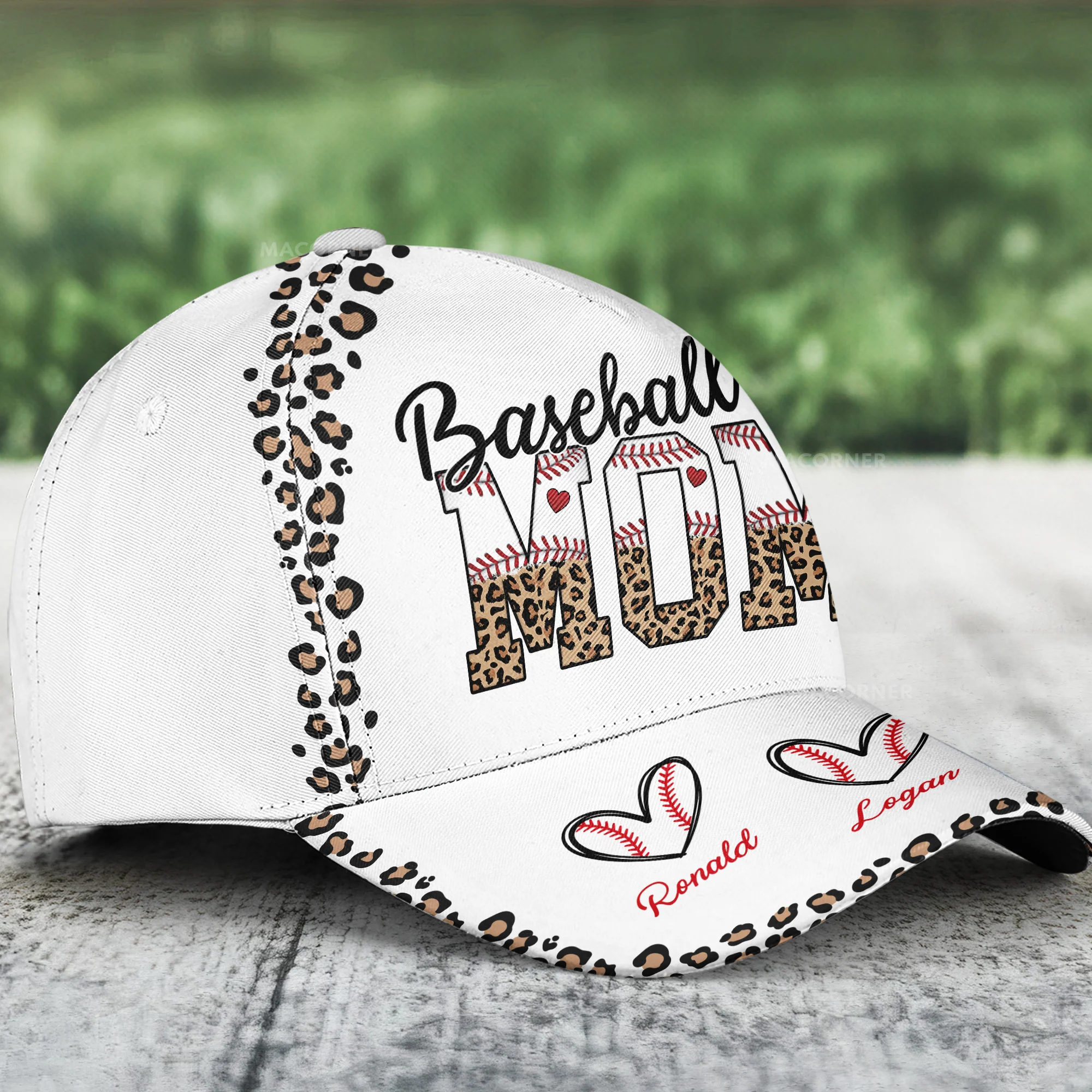 Baseball Mom Leopard Custom Name Number - Personalized Classic Cap - Image 6