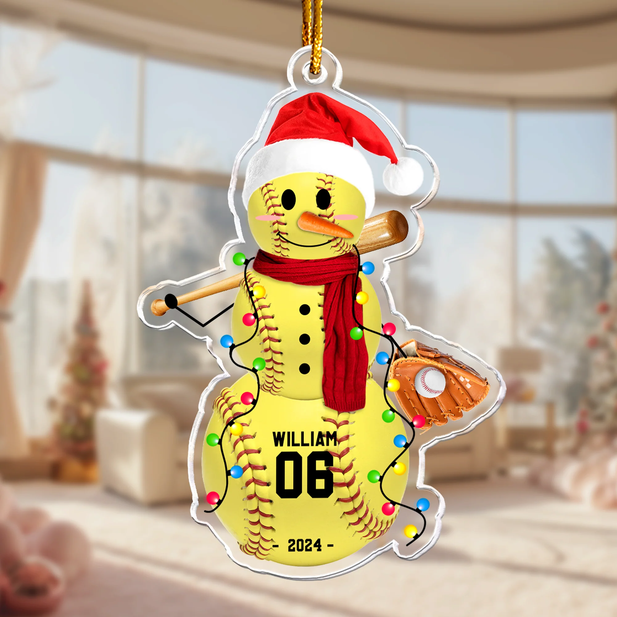 Baseball Snowman - Gifts For Players, Team, Boys - Personalized Acrylic Ornament - Image 2