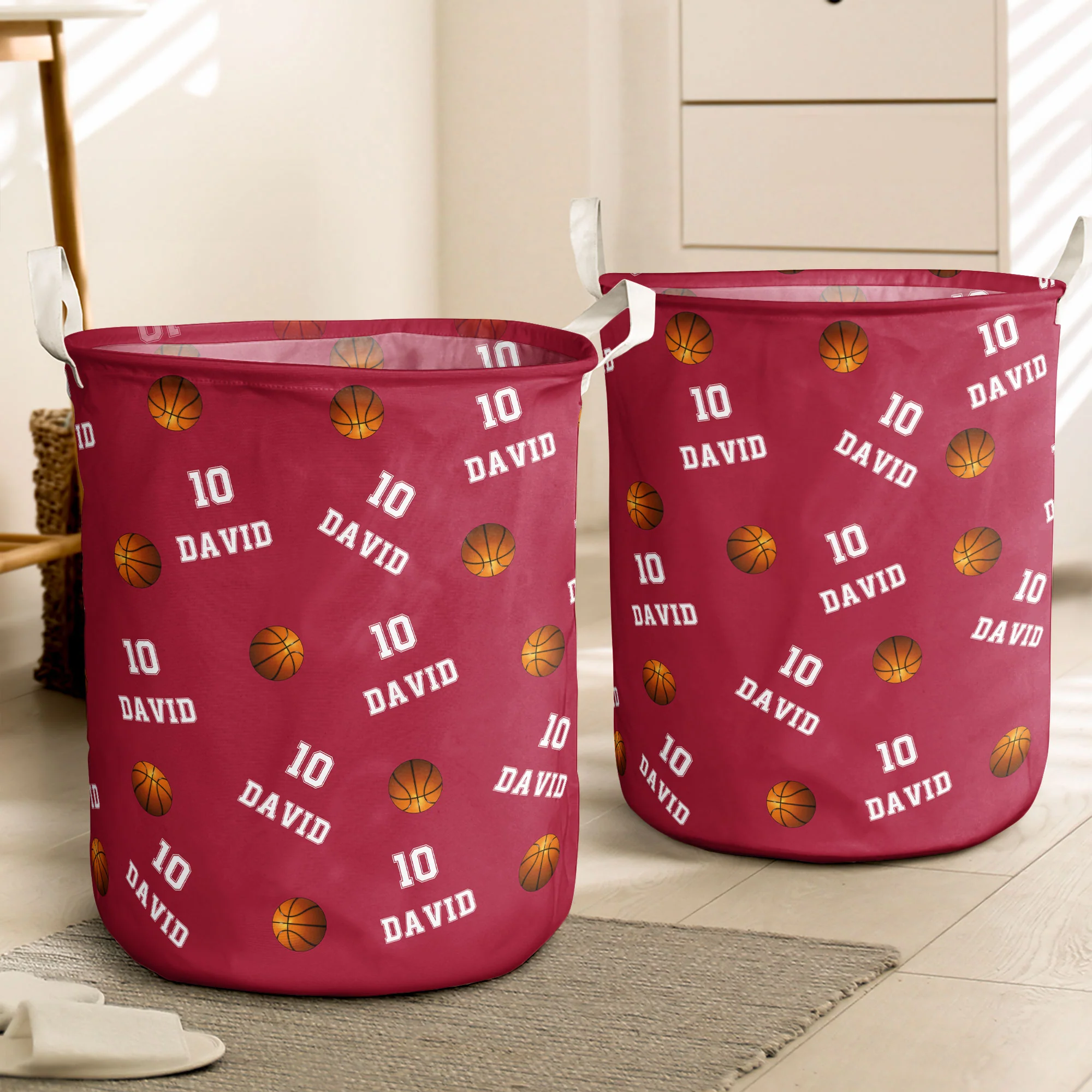 Basketball Custom Name, Number - Personalized Laundry Storage Basket - Image 2