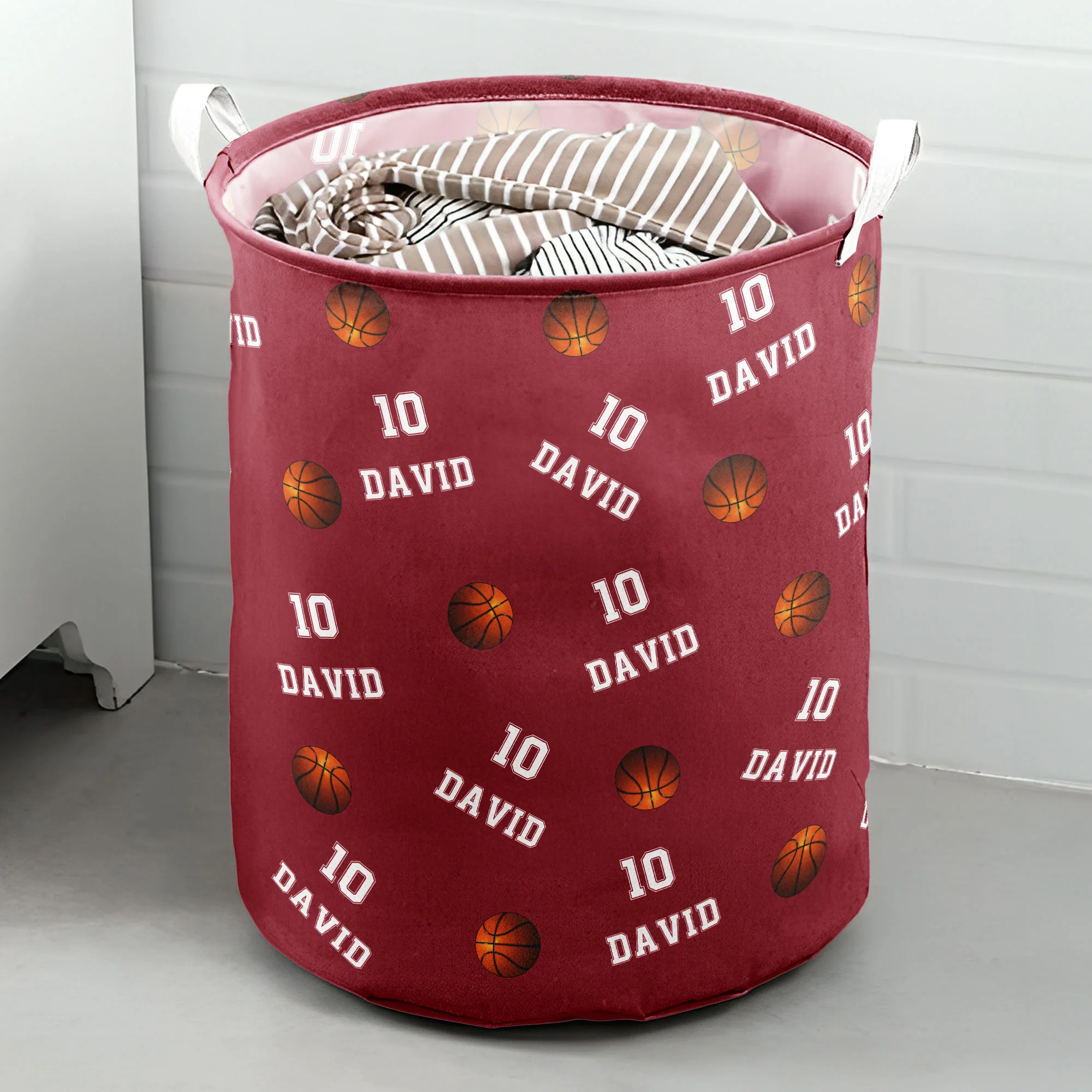 Basketball Custom Name, Number - Personalized Laundry Storage Basket - Image 4