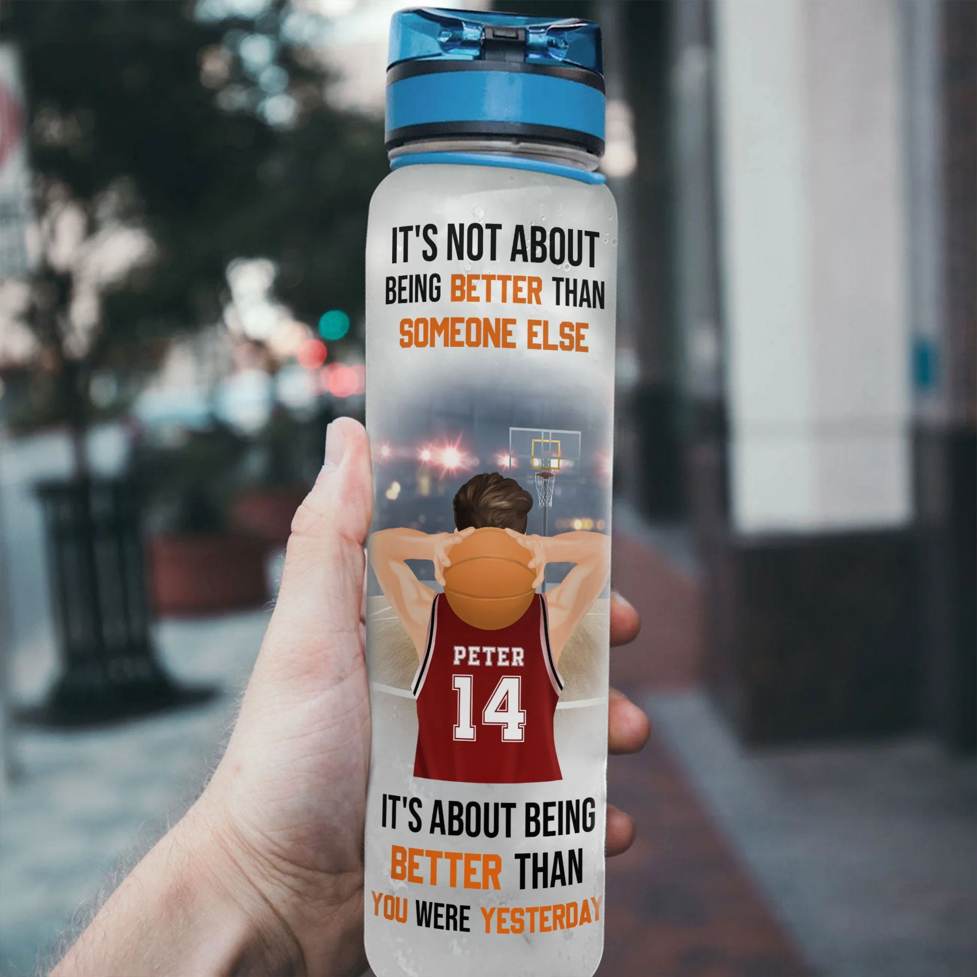 Basketball Inspiration - Personalized Water Bottle With Time Marker - Birthday, Motivation Gift For Basketball Players, Friends, Coach, Teammate - Image 3