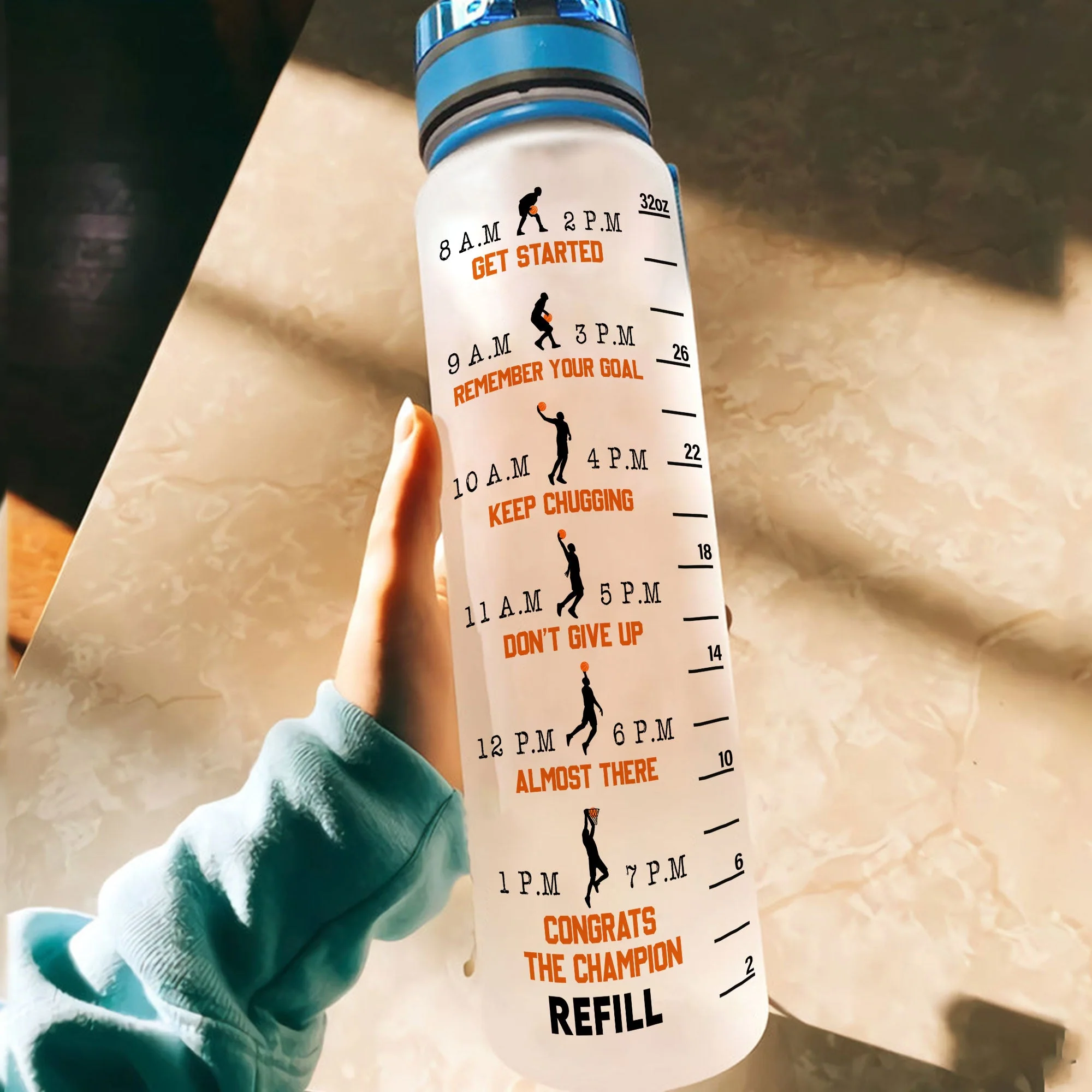 Basketball Inspiration - Personalized Water Bottle With Time Marker - Birthday, Motivation Gift For Basketball Players, Friends, Coach, Teammate - Image 4