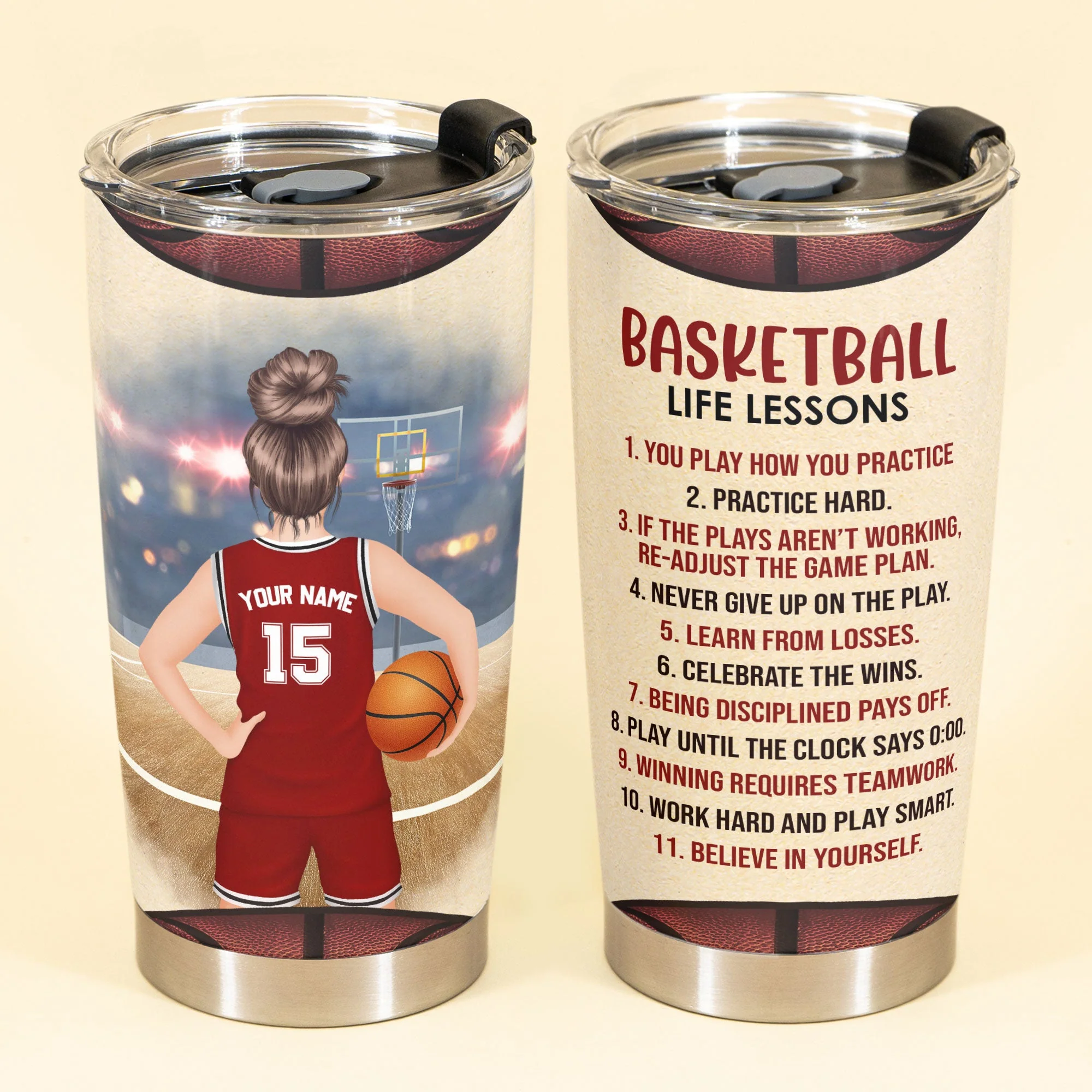 Basketball Life Lessons - Personalized Tumbler Cup - Image 2